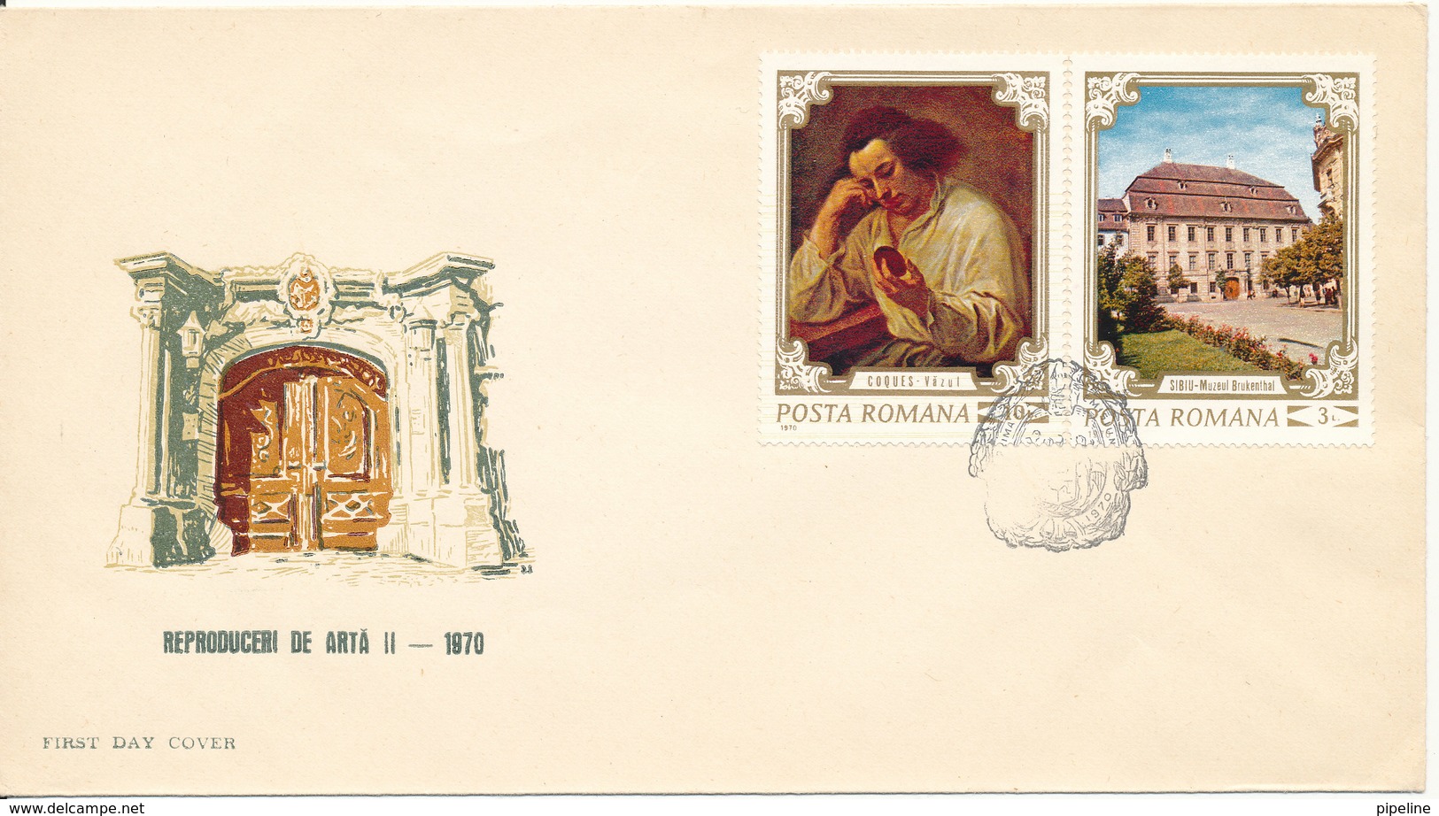 Romania FDC 15-12-1970 Art Reproductions Complete Set Of 6 On 3 Covers With Cachet - FDC