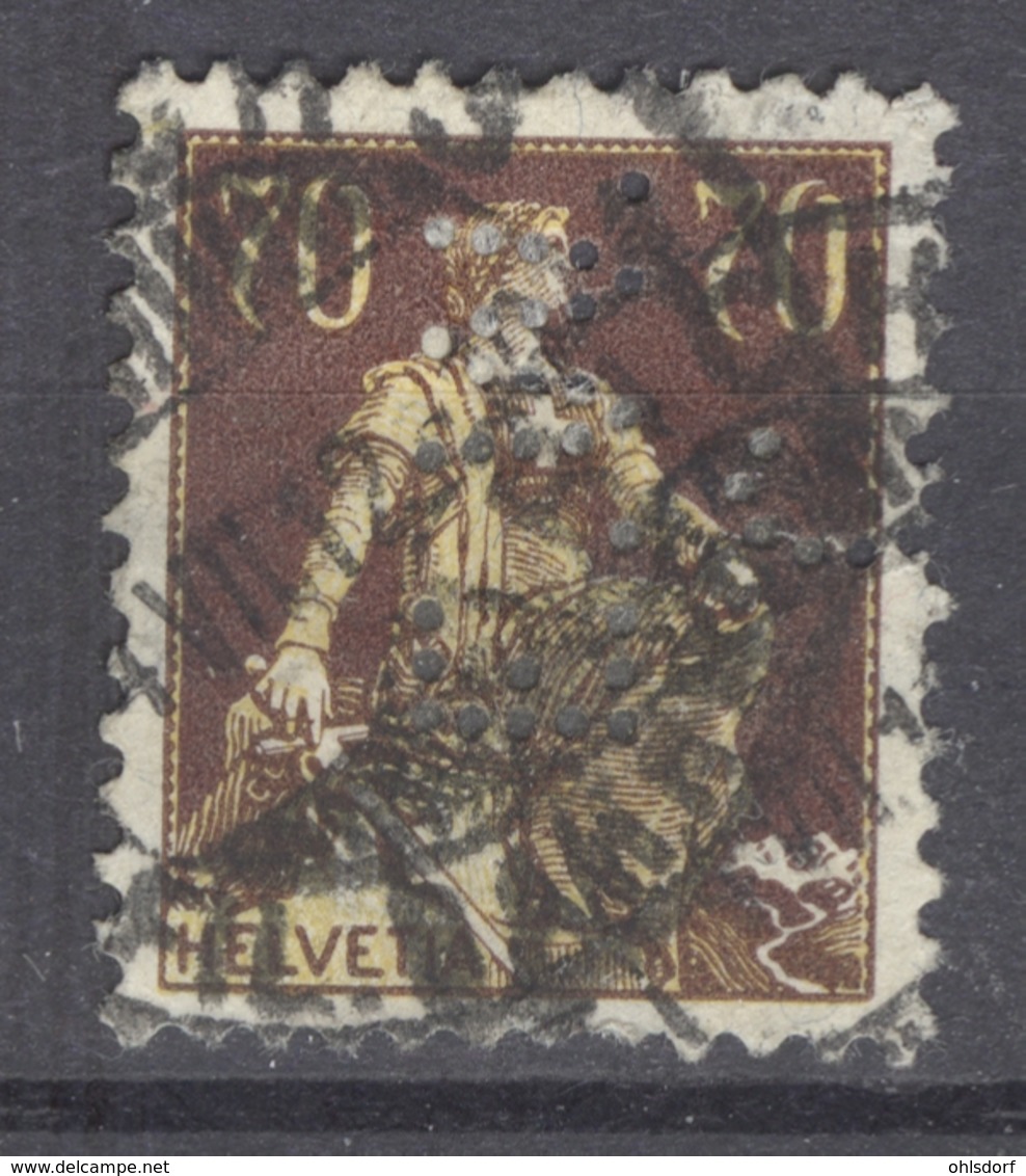 HELVETIA 1908: Mi 108 / YT 125, O PERFIN , Aminci- FREE SHIPPING ABOVE 10 EURO - Perfins