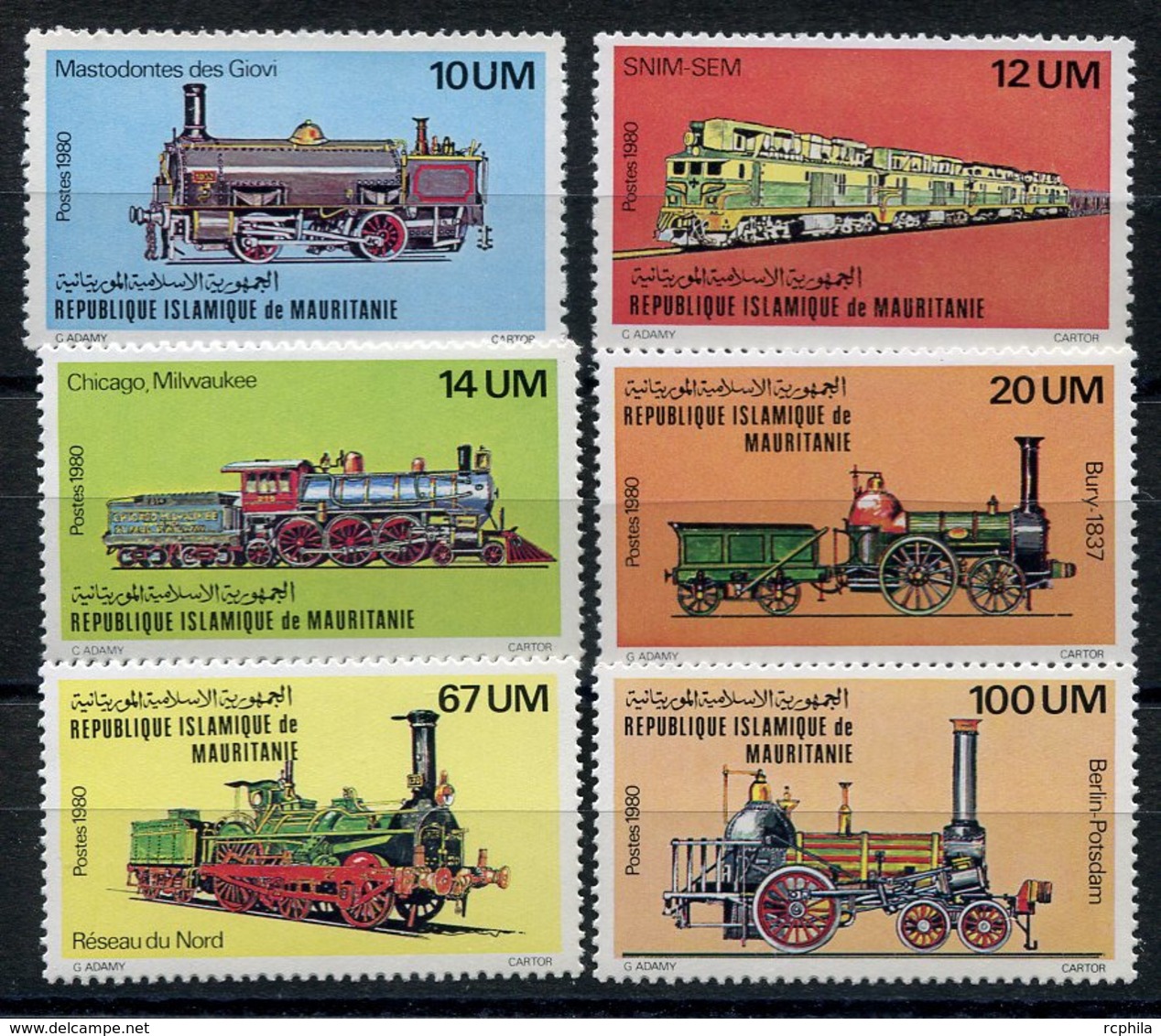 RC 10955 MAURITANIE N° 466 / 471 SERIE TRAINS LOCOMOTIVES EMISE EN 1980 NEUF ** TB - Trains