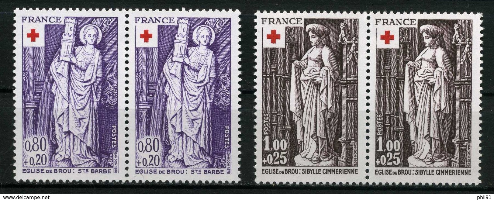 FRANCE   Croix Rouge 1976   Paires    N° Y&T 1910 Et 1911  ** - Nuevos