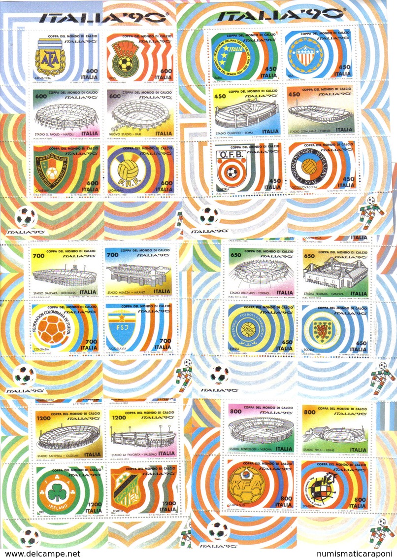 ITALIA 1990 COPPA DEL MONDO DI CALCIO ITALIA 90 36 VALORI 6 FOGLIETTI 450 600 650 700 800 1200 Lire  COD FRA.031 - 1981-90:  Nuovi