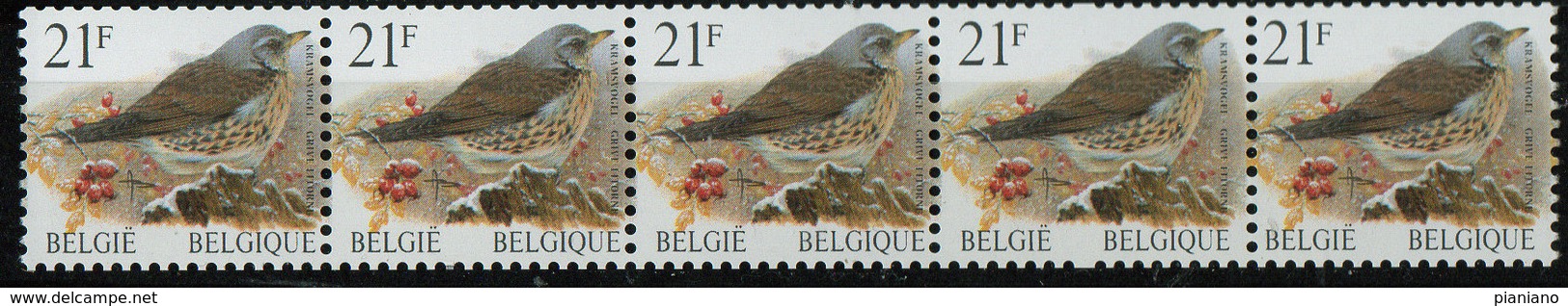 PIA - BEL -1998 - Uccello : Grive Litorne -  (Yv 2792x5) - Unused Stamps