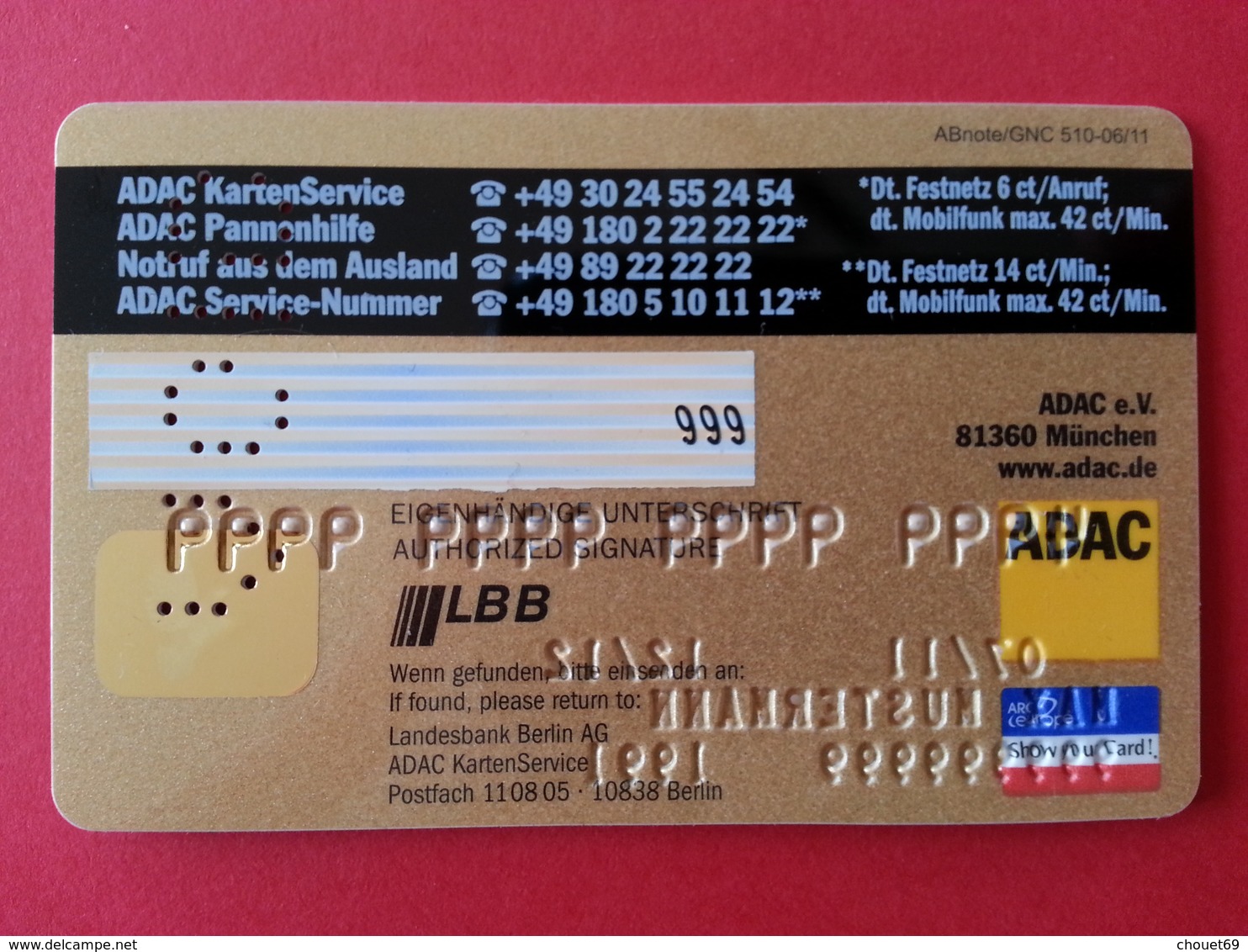 ADAC Mobil Plus VISA - BANK CARD - GERMANY MUSTER - VOID SAMPLE TEST DEMO TRIAL (SACROC) - Origine Inconnue