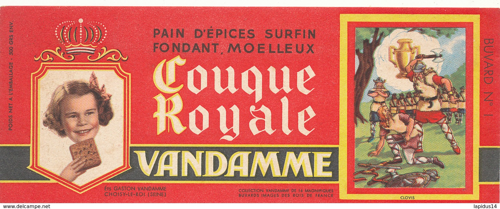 BU 1594 -/  BUVARD    PAIN D'EPICES VANDAMME  COUQUE ROYALE  CHOISY LE ROI (SEINE) - Pain D'épices