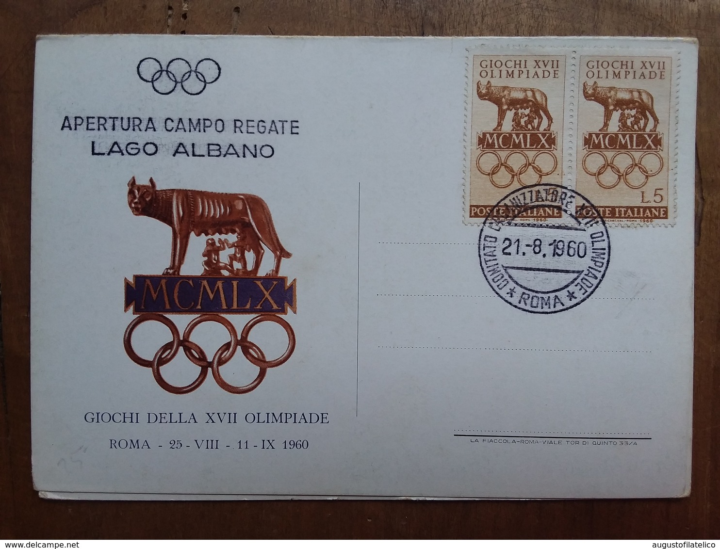 REPUBBLICA - Olimpiadi Roma 1960 - Cartolina Lago Albano + Spese Postali - FDC