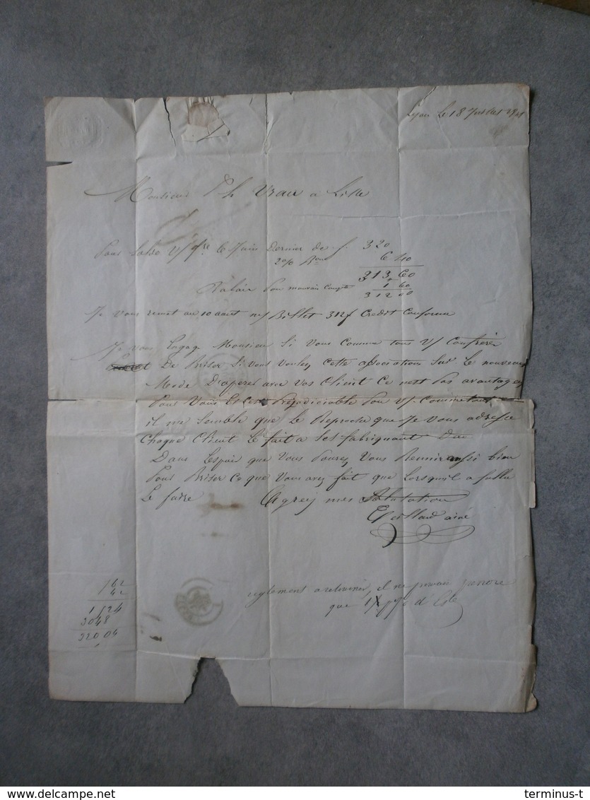 Lyon 1841 - Lille. Lettre - Manuscrits