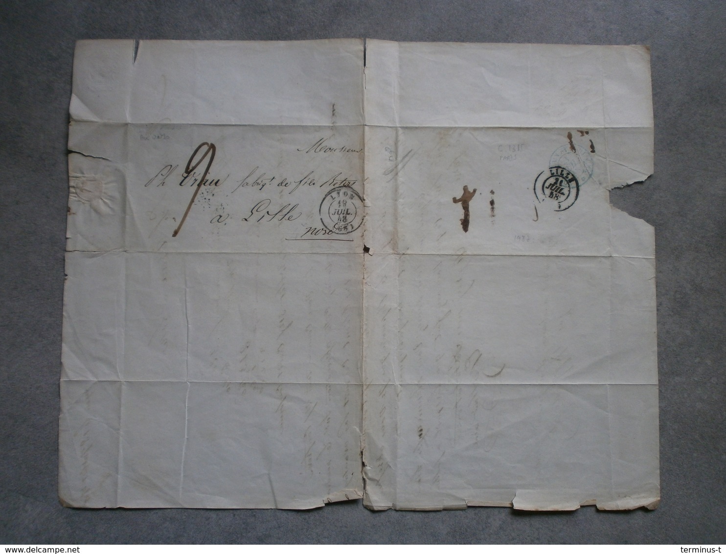 Lyon 1841 - Lille. Lettre - Manuscrits