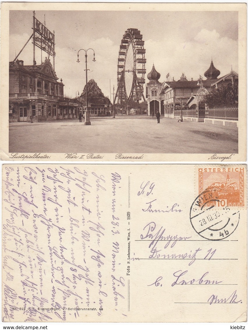 WIEN - Prater - Theater,Riesenrad,Eisvogel Gel. 1930 - Prater