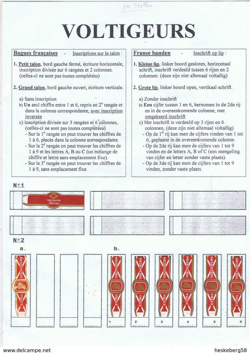 EXTRA VOLTIGEURS : +/- 60 Bagues Françaises Individuelles Avec N° ( Lot 2 ) - Bagues De Cigares