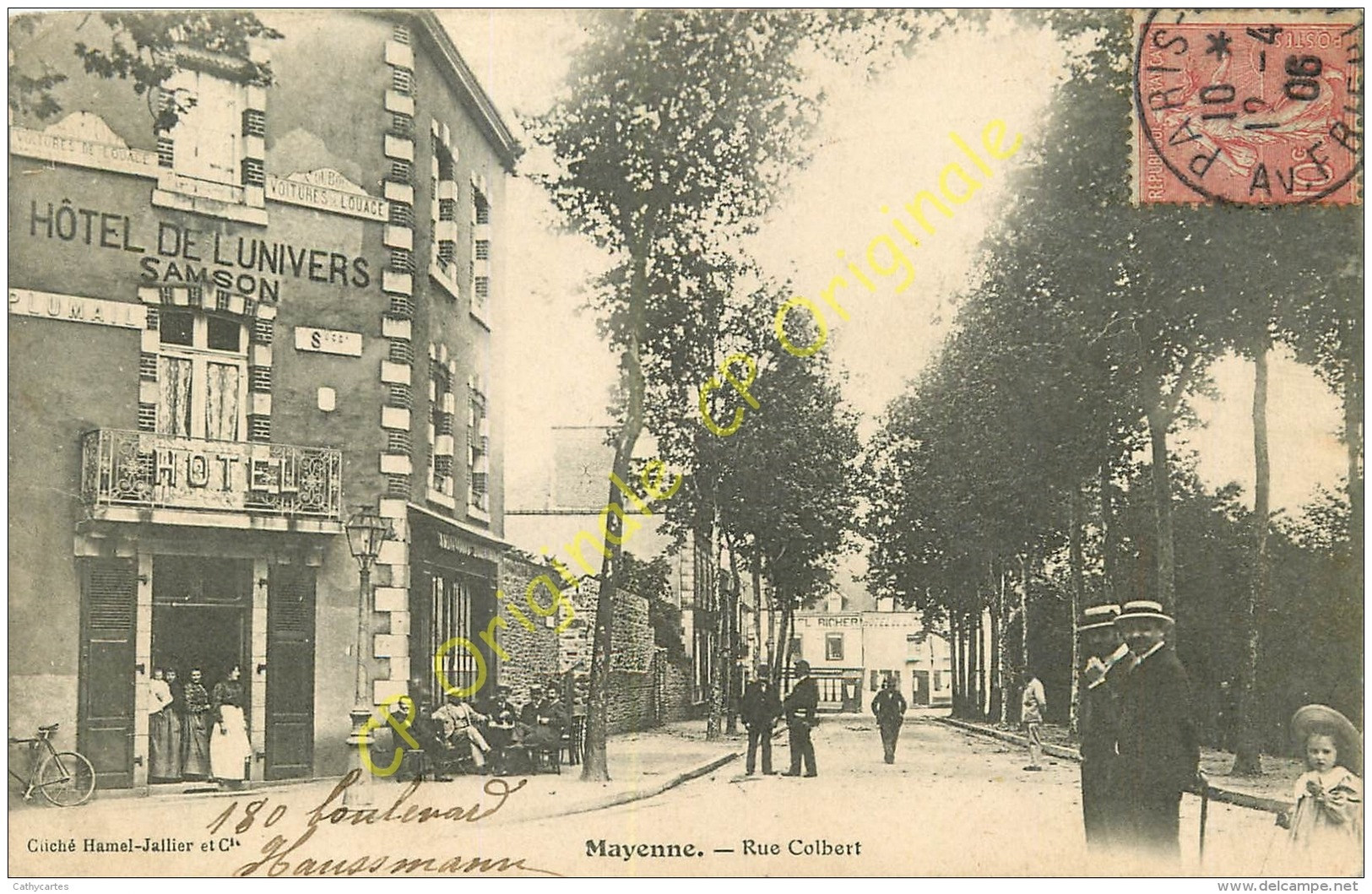 53. MAYENNE . Rue Colbert . ( Hotel De L'Univers SAMSON ) . CPA Animée . - Mayenne