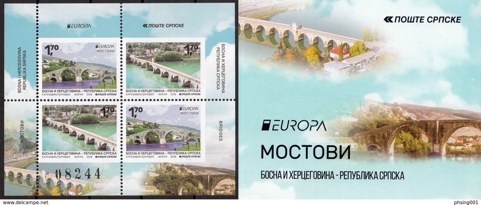 Bosnia Serbia 2018 Europa CEPT, Bridges, Architecture, Booklet, Carnet, Markenheftchen, MNH - 2018