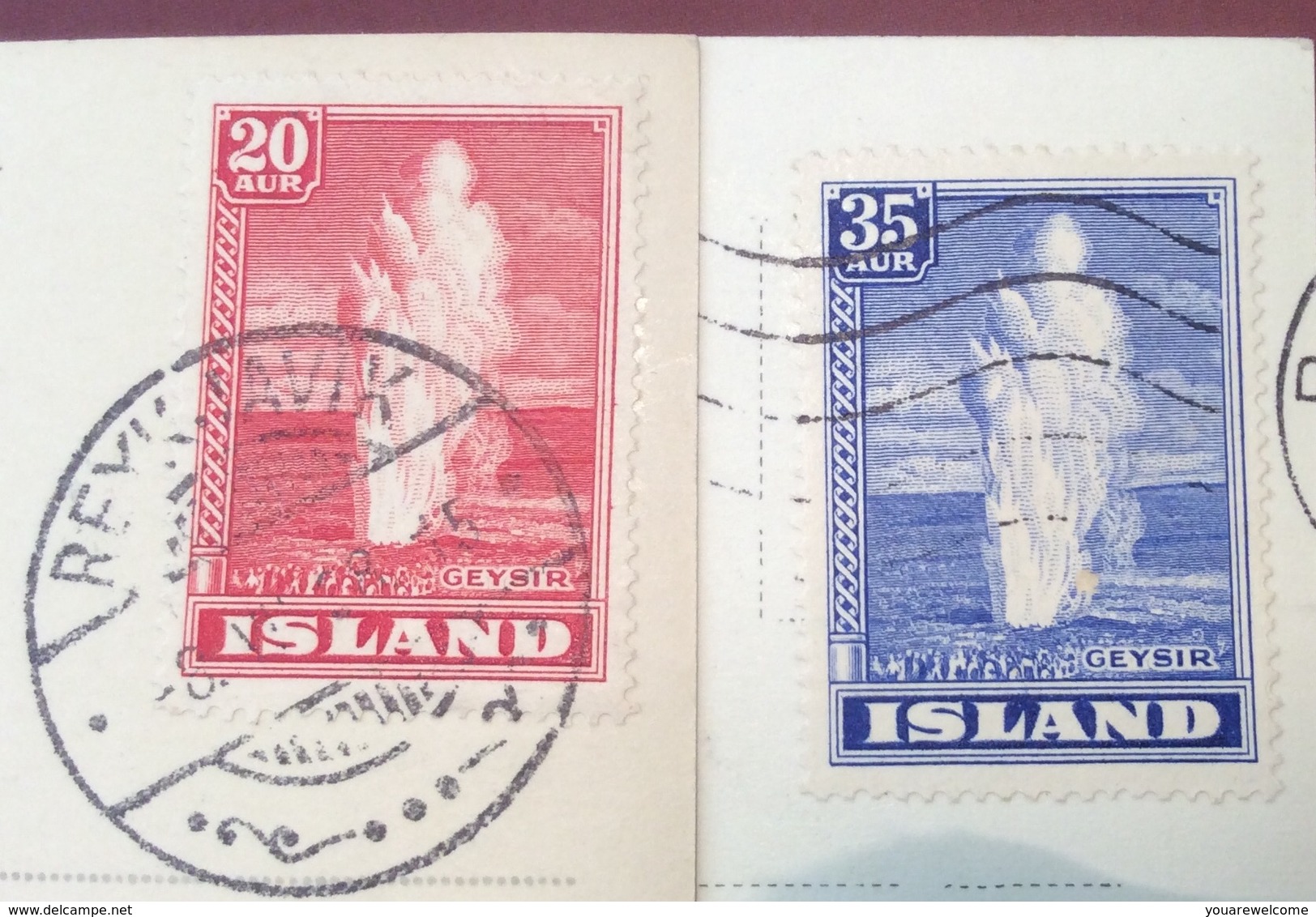 Iceland 1938 Two Postcards With GEYSIR Franking > Schweiz (Island Brief Lettre Cover Ak Ppc Cp - Brieven En Documenten