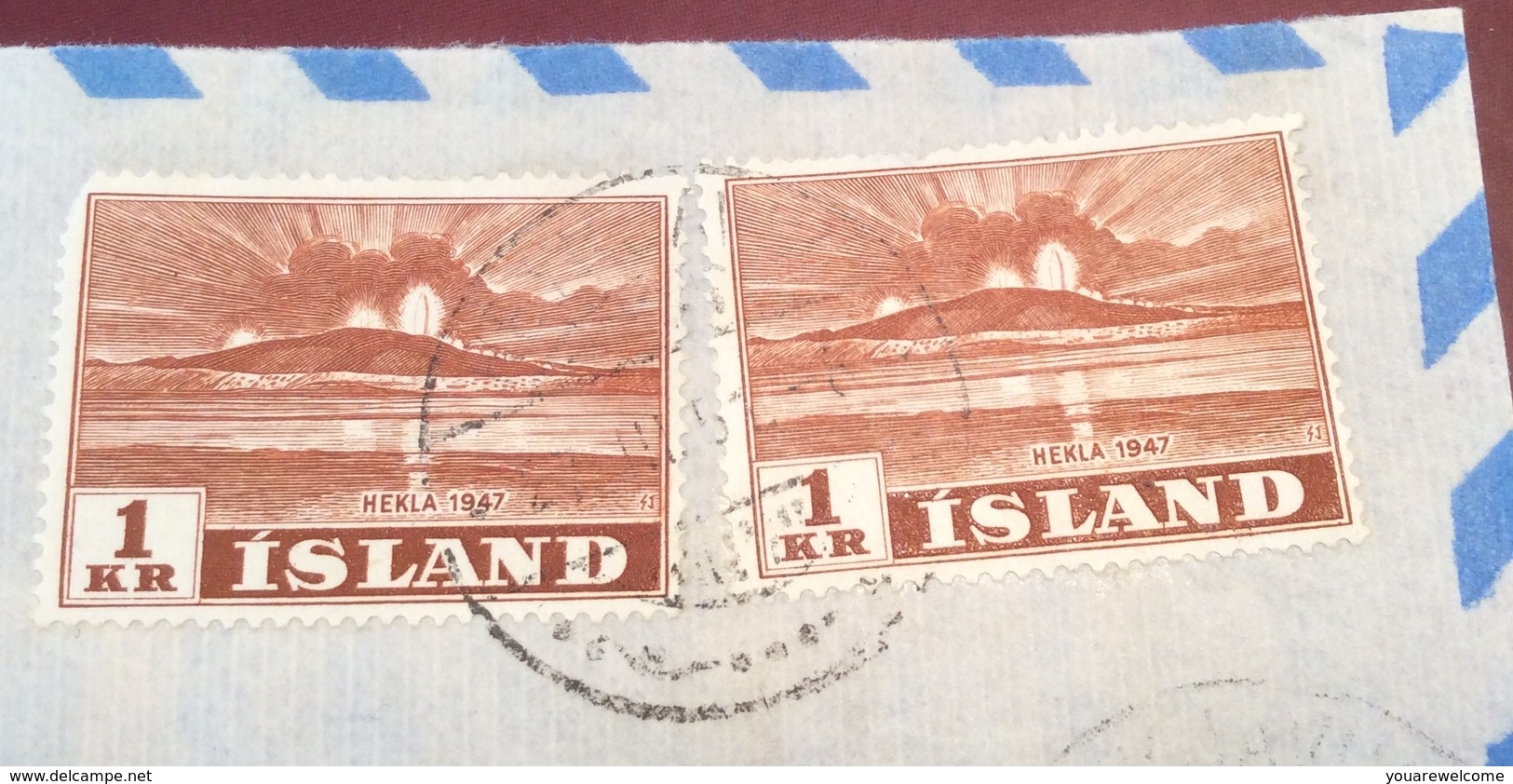 Iceland 1948 HEKLA VOLCANO On 1951 Air Mail Cover > Schweiz (Island Islande Brief Lettre - Storia Postale