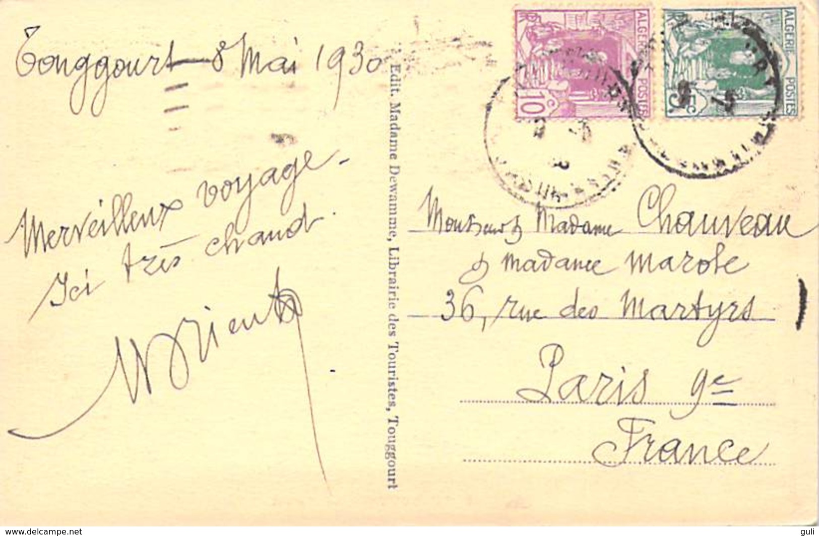 Afrique-Algérie (Wilaya D'Ouargla) TOUGGOURT Le Marché (Editions CAP C-A-P 25  Madame Dewamme Librairirie ) *PRIX FIXE - Ouargla