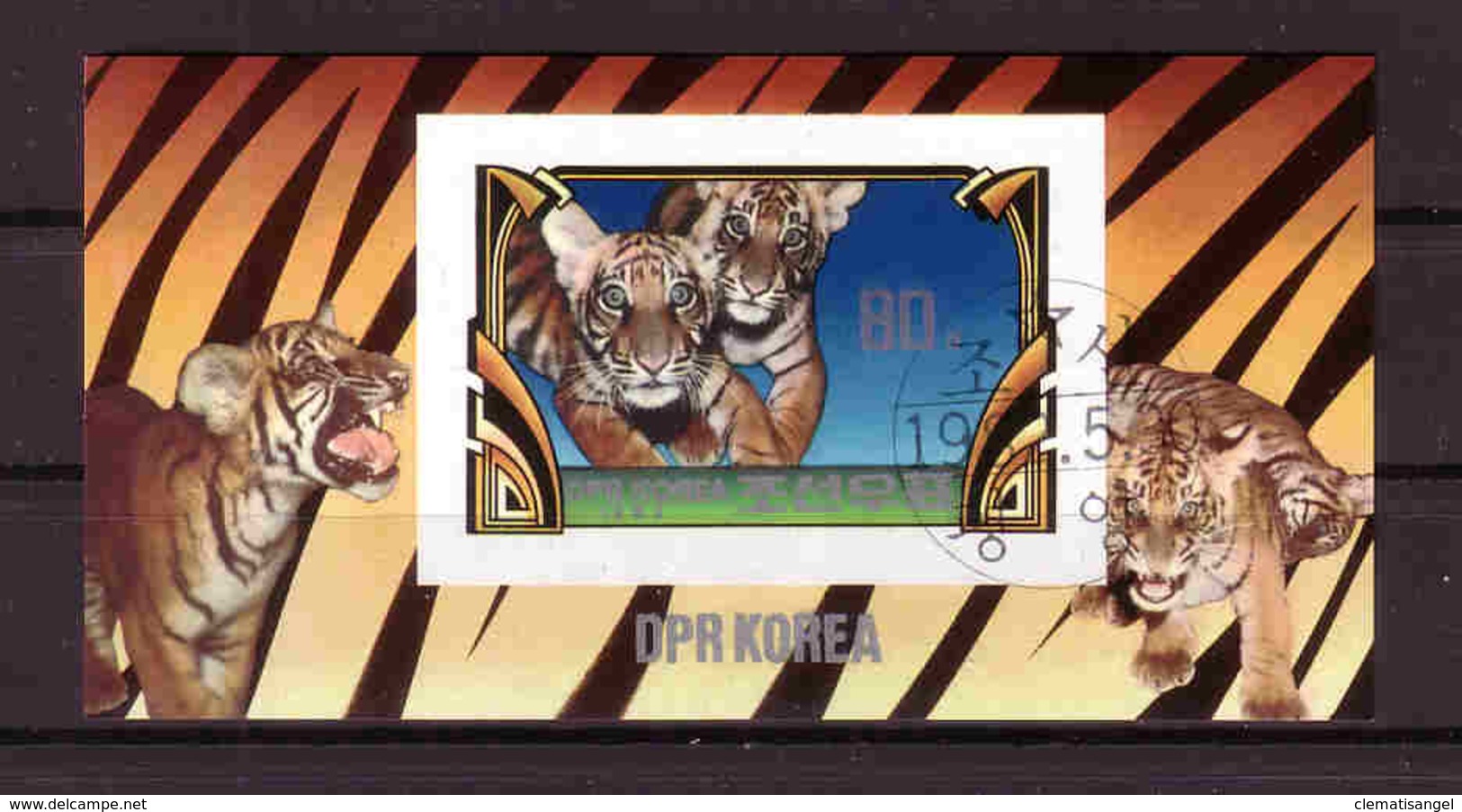 330b * NORDKOREA BLOCK * TIGER * GESTEMPELT ** !! - Big Cats (cats Of Prey)