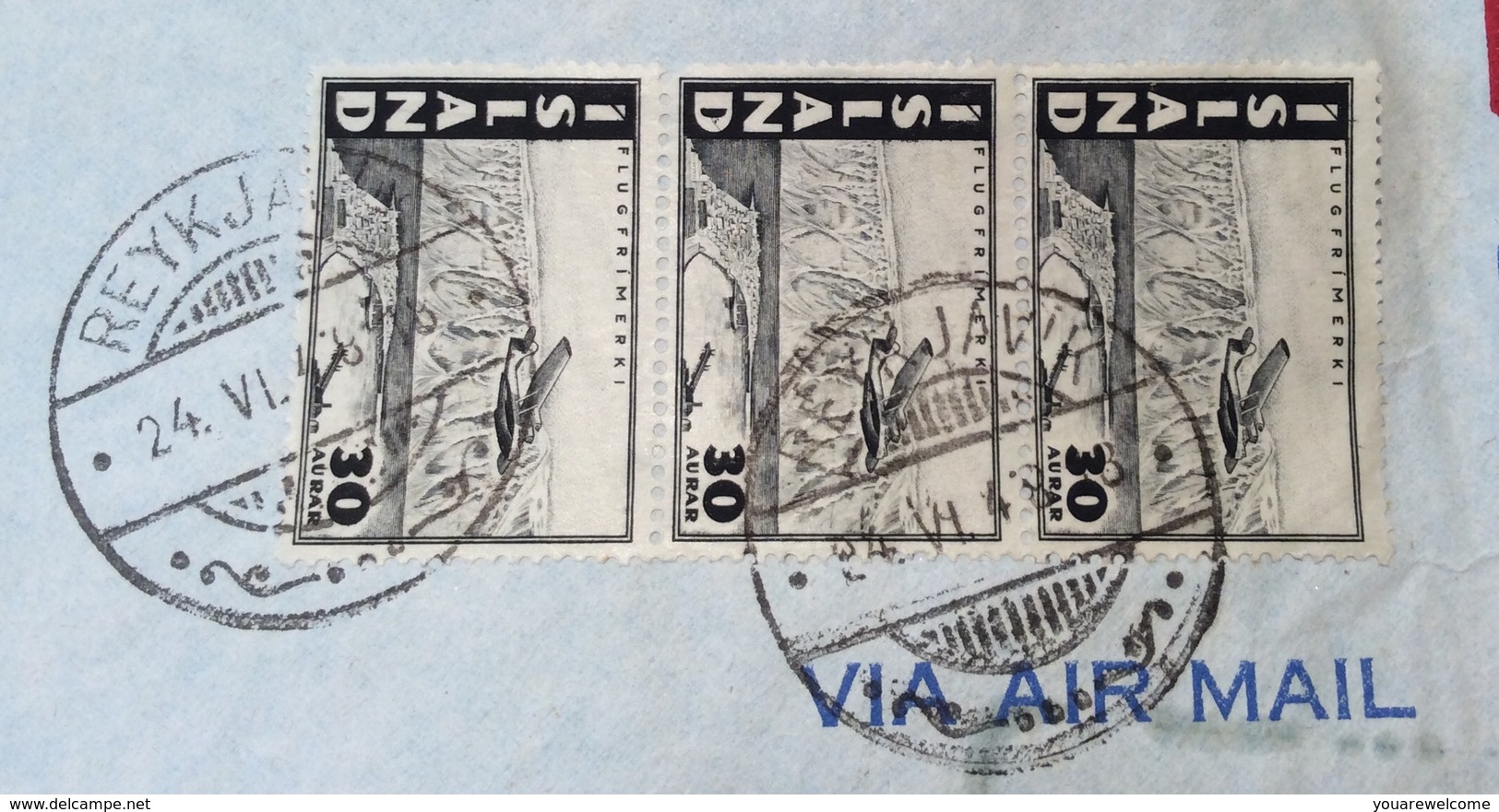 Iceland 1947 30aur On 1948 Air Mail POSTAGE DUE Cover > Schweiz (Portomarken Island Islande Brief Lettre - Covers & Documents