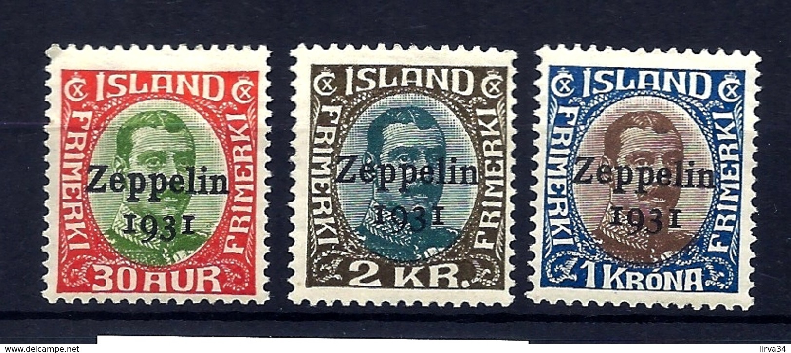 3 TIMBRES POSTE AÉRIENNE ISLANDE SIGNÉS- ZEPPELIN 1931- N° 9 à 11- NEUFS* TRACE DE CHARNIERE- GOMME- 2 SCANS - Zeppelins