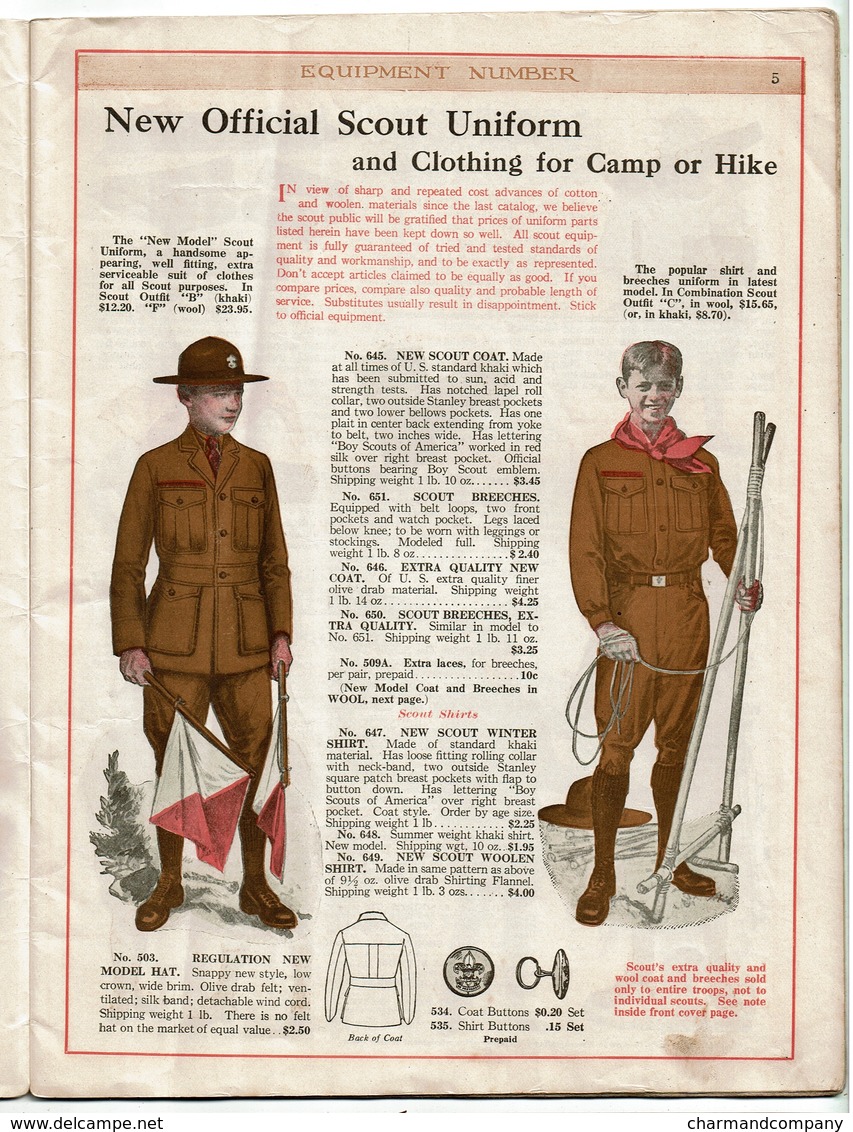 Rare ! Catalogue 1923 - Scouting Boy Scouts Of America Supply Dept. Equipment Number Catalogue - 9 Scans - Scoutisme