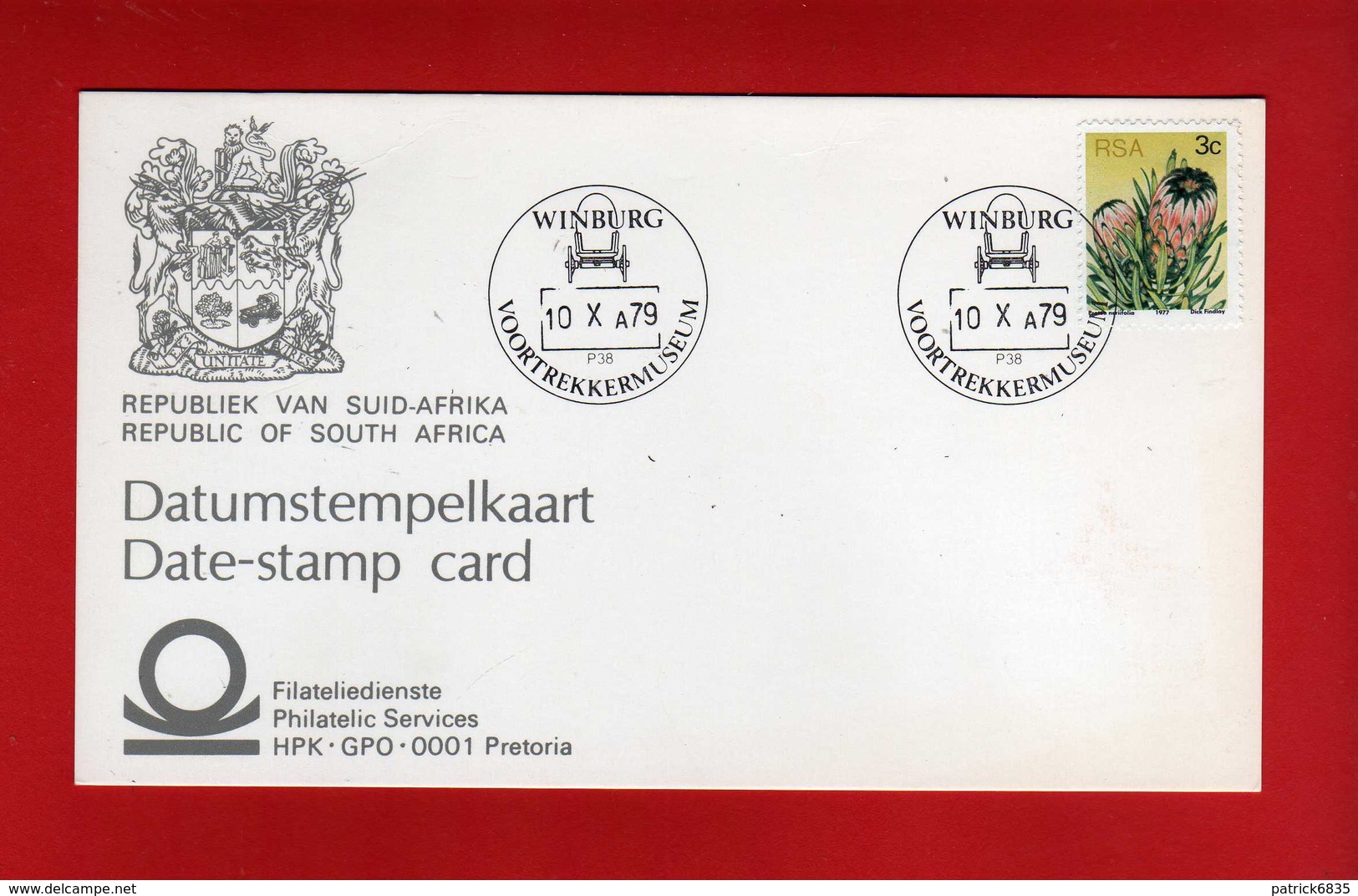 (Riz1) SOUTH AFRICA . RSA - 1979 - CARD. Winburg- Voortrekkermuseum - 10/10/1979.  Vedi Descrizione. - Storia Postale