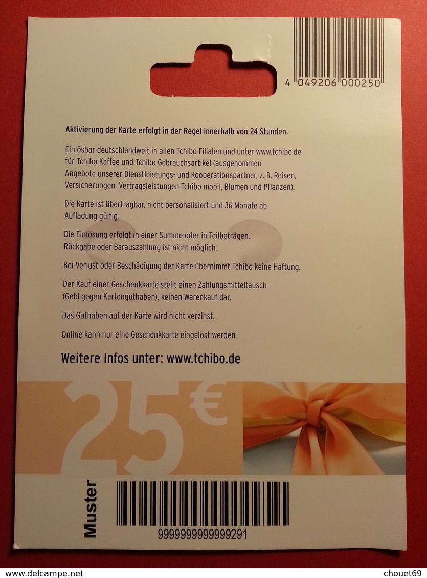 GERMANY - TCHIBO - MUSTER 25 Euros - DEMO TEST TRIAL CADEAU GIFT CARD (SACROC) - Cartes Cadeaux