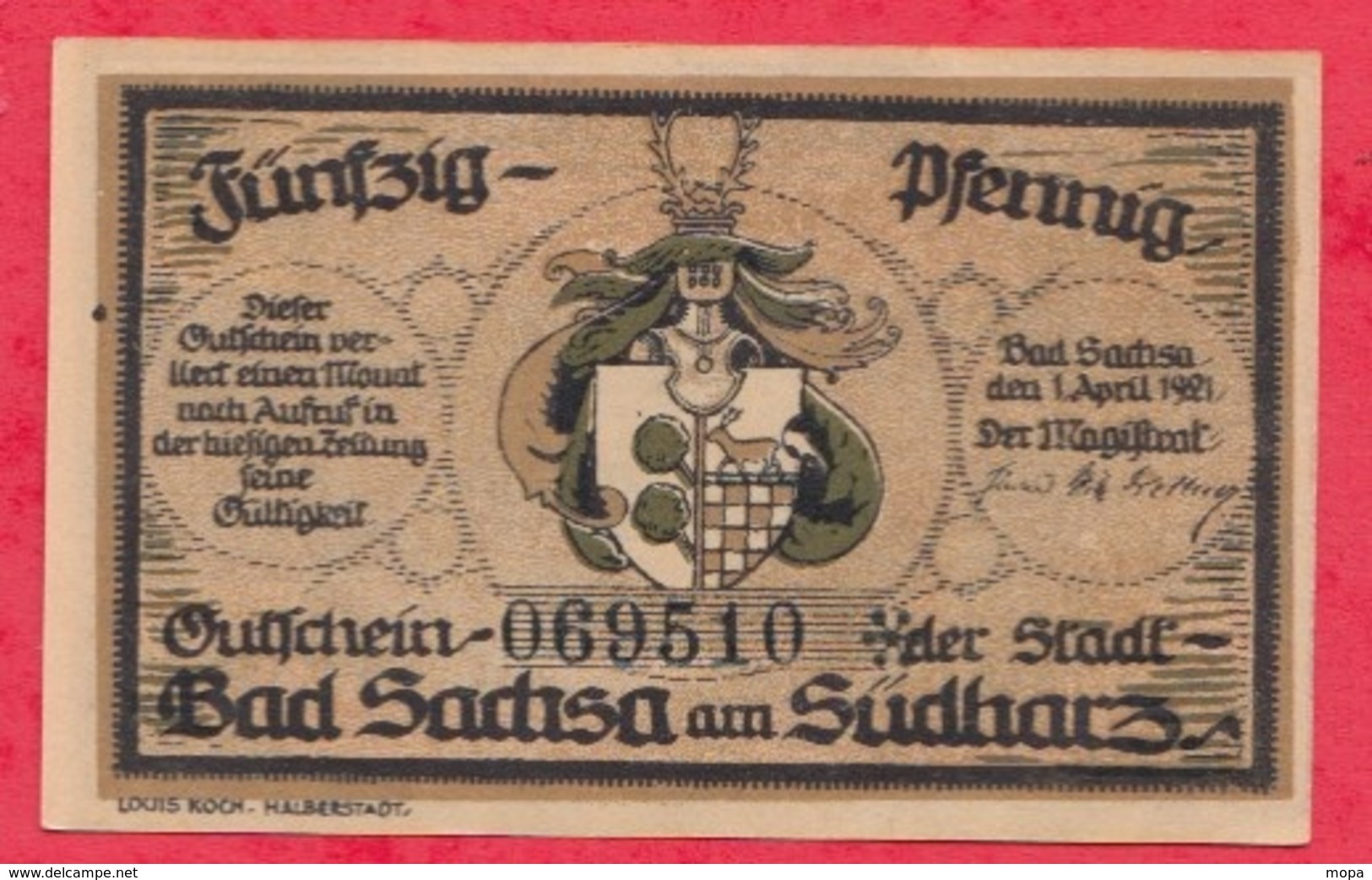 Allemagne 1 Notgeld De 50 Pfenning Stadt Bad Sachsa UNC N °2480 - Collections