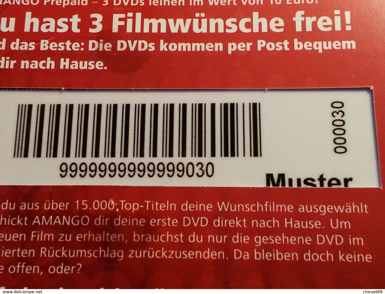 GERMANY - AMANGO - MUSTER 10 Euros - Du Hast 3 Film DEMO TEST TRIAL CADEAU GIFT CARD (SACROC) - Gift Cards