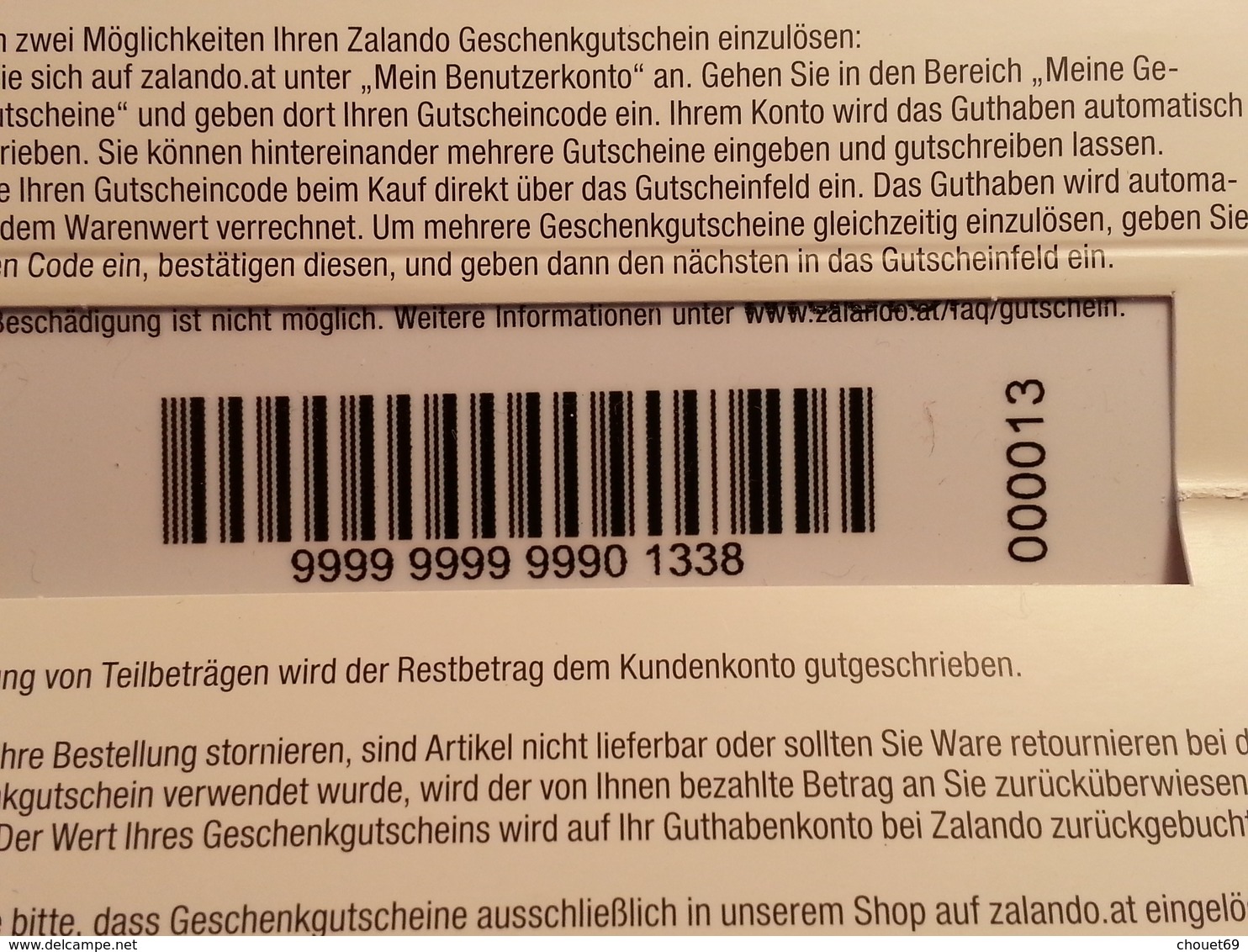 OSTERREICH - ZALANDO - MUSTER 25 Euros - DEMO TEST TRIAL CADEAU GIFT CARD (SACROC) - Cartes Cadeaux