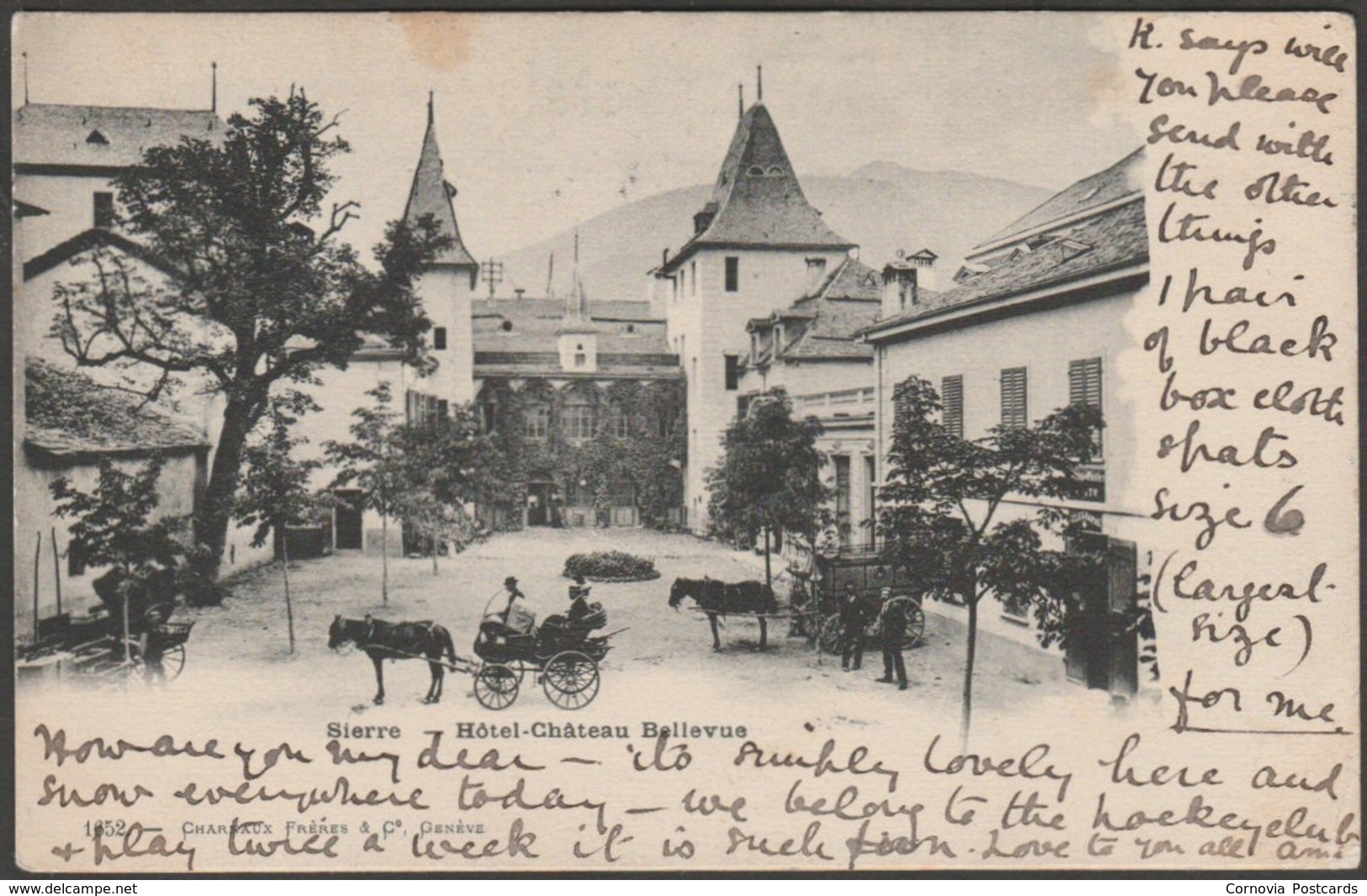Hôtel-Château Bellevue, Sierre, Valais, 1902 - Charnaux Frères CPA - Sierre