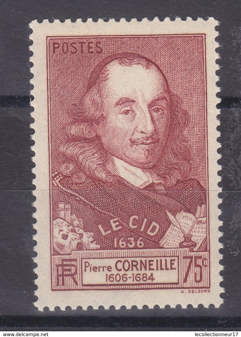 France Année 1937 Tricentenaire De La Tragédie Le Cid Pierre Corneille N° 335** 75 C Brun Carminé  Lot 1283 - Neufs