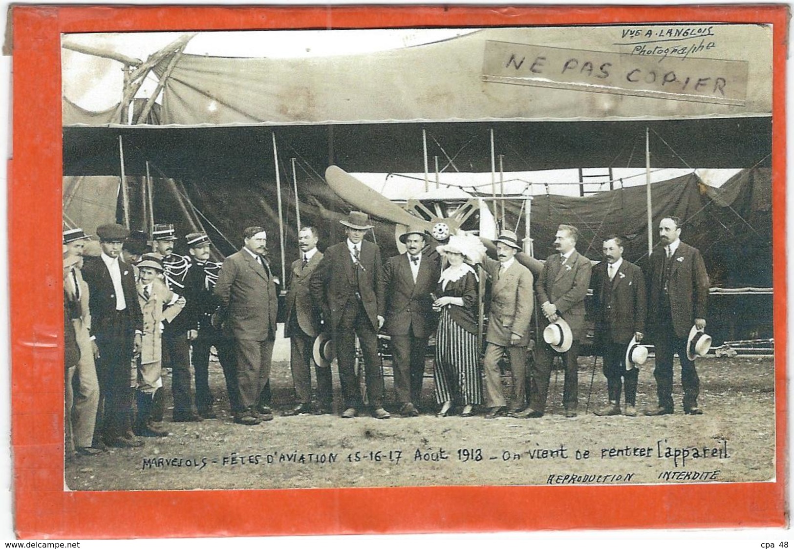 Lozere : Marvejols, Reproduction Sur Papier Photo, Fetes D'Aviation Aout 1918... - Marvejols