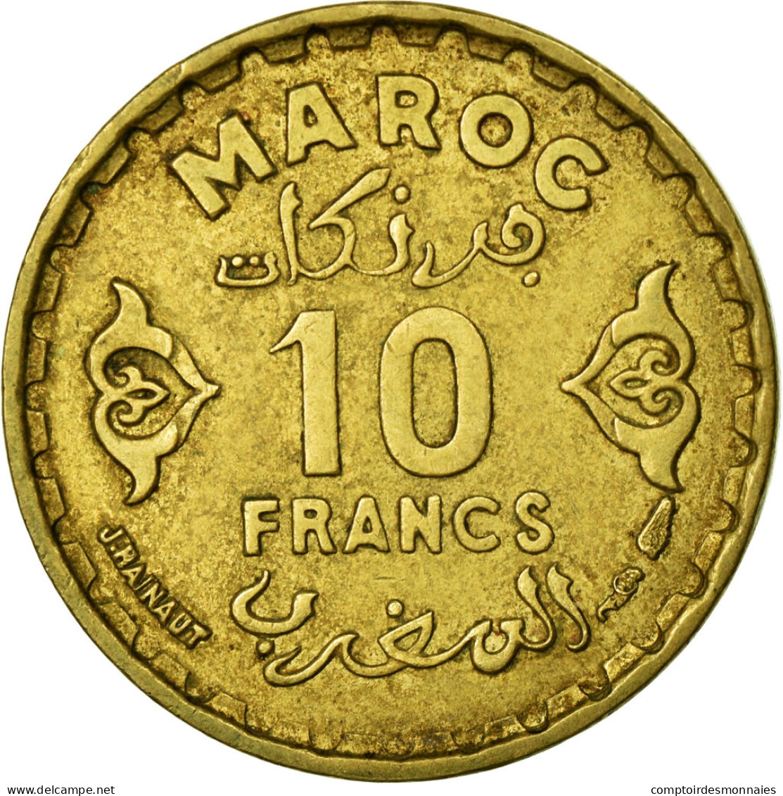 Monnaie, Maroc, Mohammed V, 10 Francs, 1951/AH1371, Paris, TB+, Aluminum-Bronze - Maroc