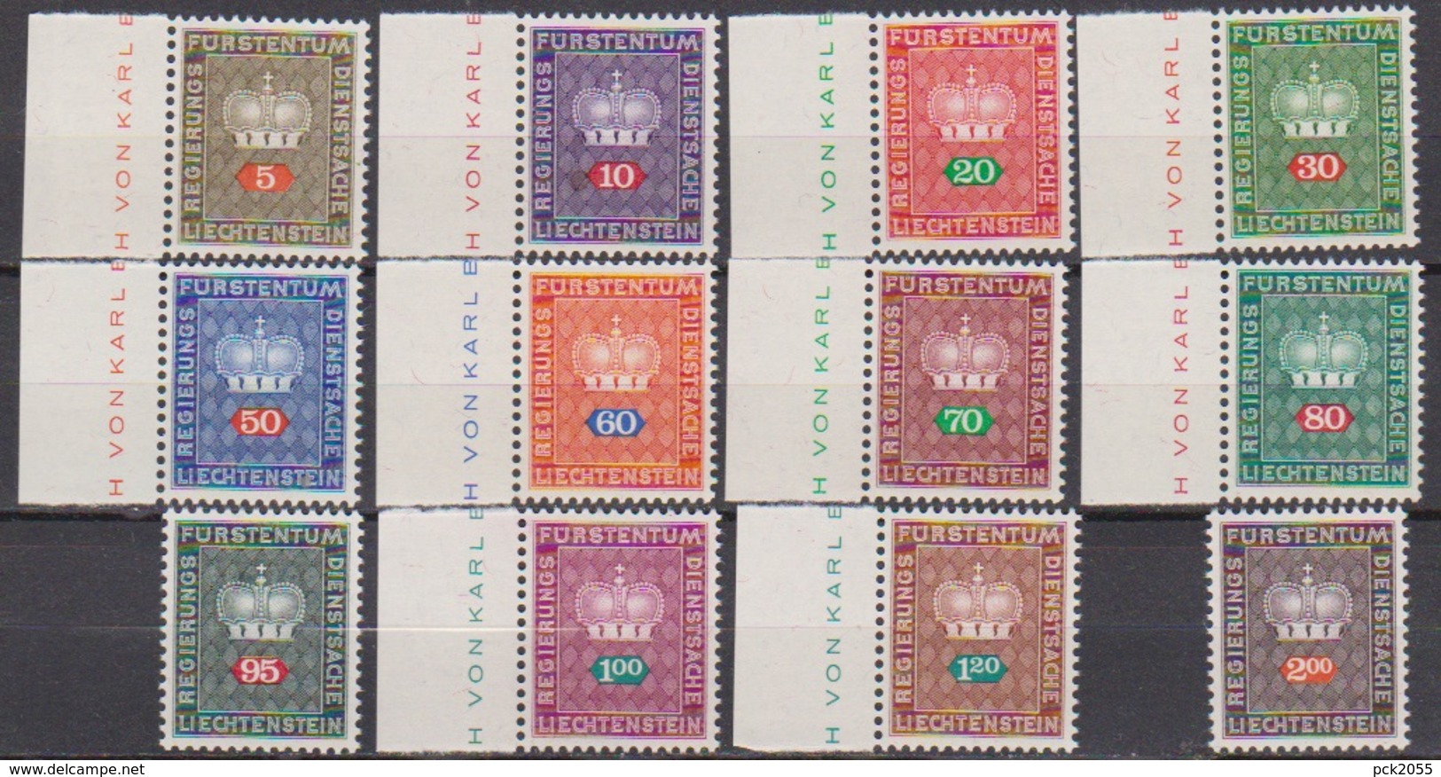 Lichtenstein 1968 Dienstmarken MiNr.45 - 56 ** Postfr. ( 8134) Günstige Versandkosten - Service