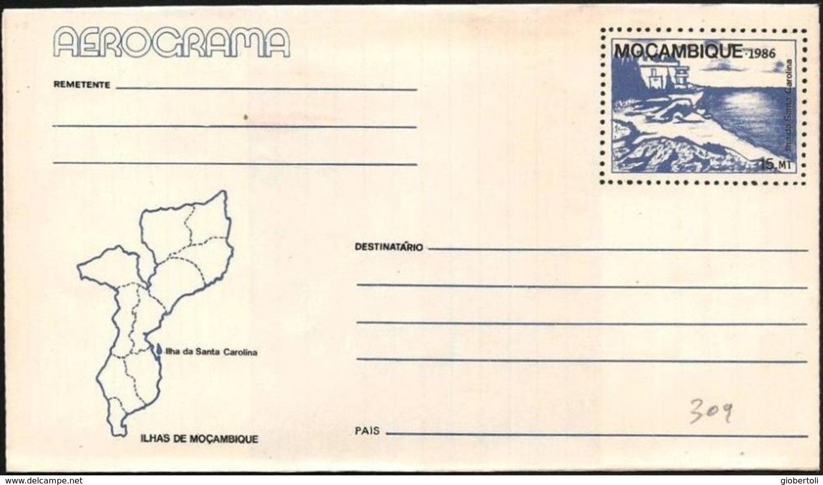 Mozambico/Mozambique: Intero, Stationery, Entier, Isola S. Carolina, île De S. Caroline, Island S. Carolina, Map, Carte, - Isole