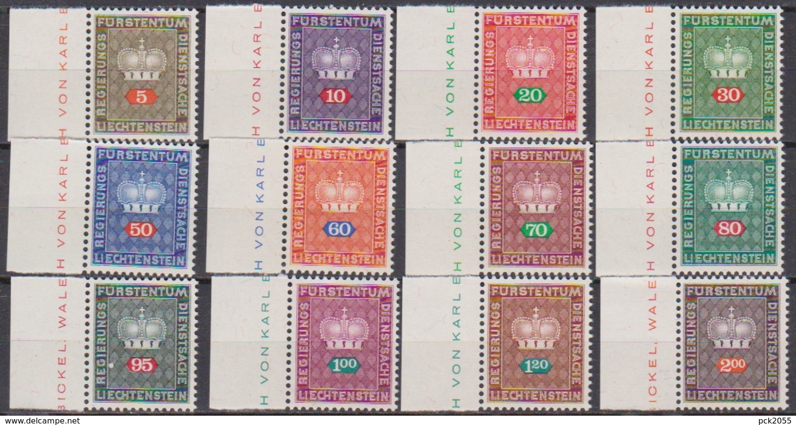 Lichtenstein 1968 Dienstmarken MiNr.45 - 56 ** Postfr. ( 8135) Günstige Versandkosten - Service