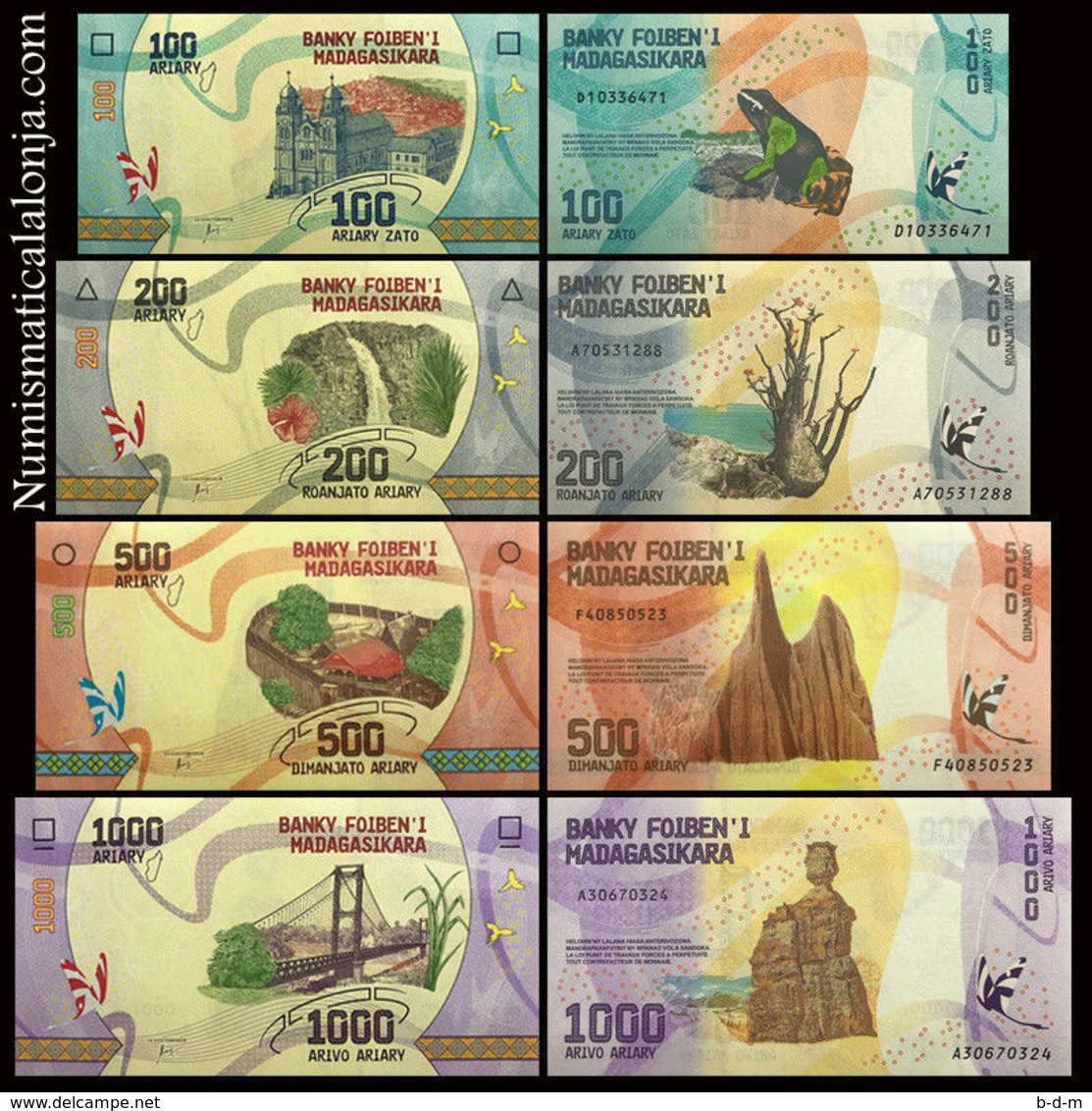 Madagascar Set 100 200 500 1000 Ariary 2017 Pick New Design SC UNC - Madagaskar