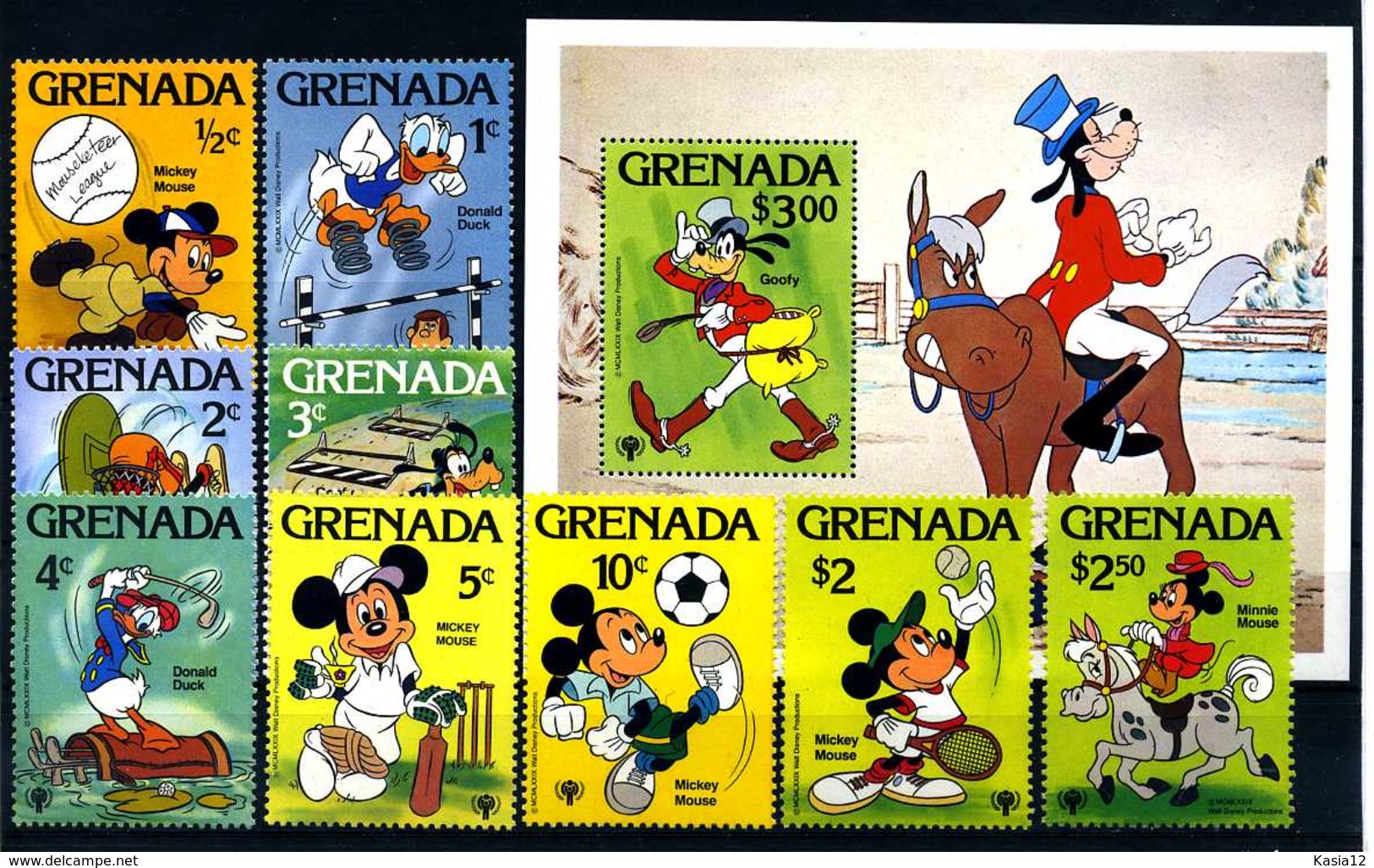 E17599)Disney, Grenada 991/9** + Bl 86** - Disney