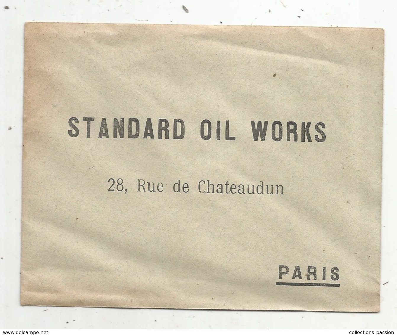 Document Commercial ,enveloppe Commerciale , STANDARD OIL WORKS , 28 Rue De Chateaudun ,PARIS - Autres & Non Classés