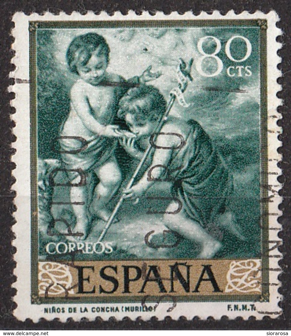 Spagna 1960 Sc. 925 "Bambini Della Conchigli" Quadro Dipinto B. E. Murillo Used Barocco Paintings Tableaux Spain Espana - Usati