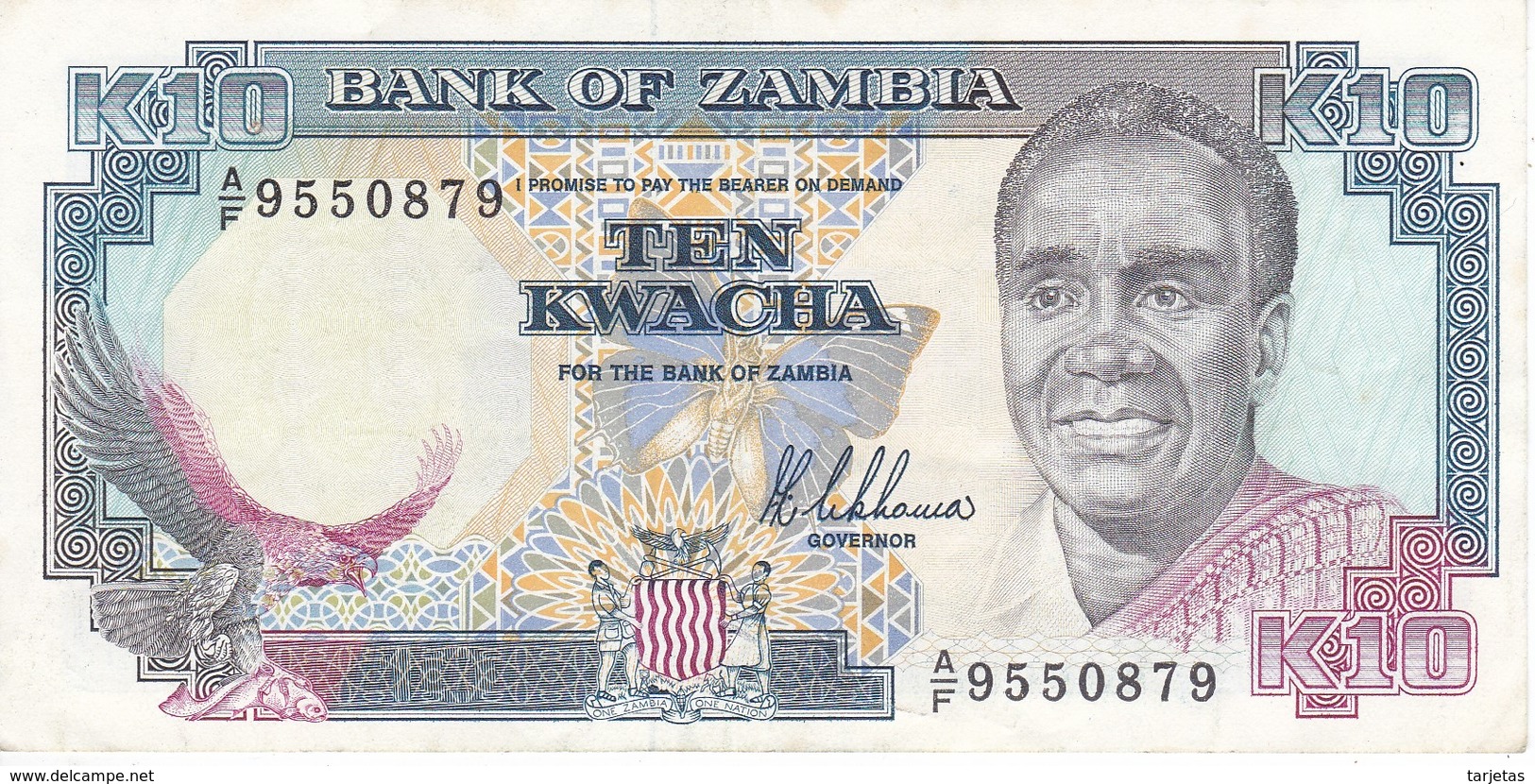 BILLETE DE ZAMBIA DE 10 KWACHA DEL AÑO 1989  (BANKNOTE) - Zambia