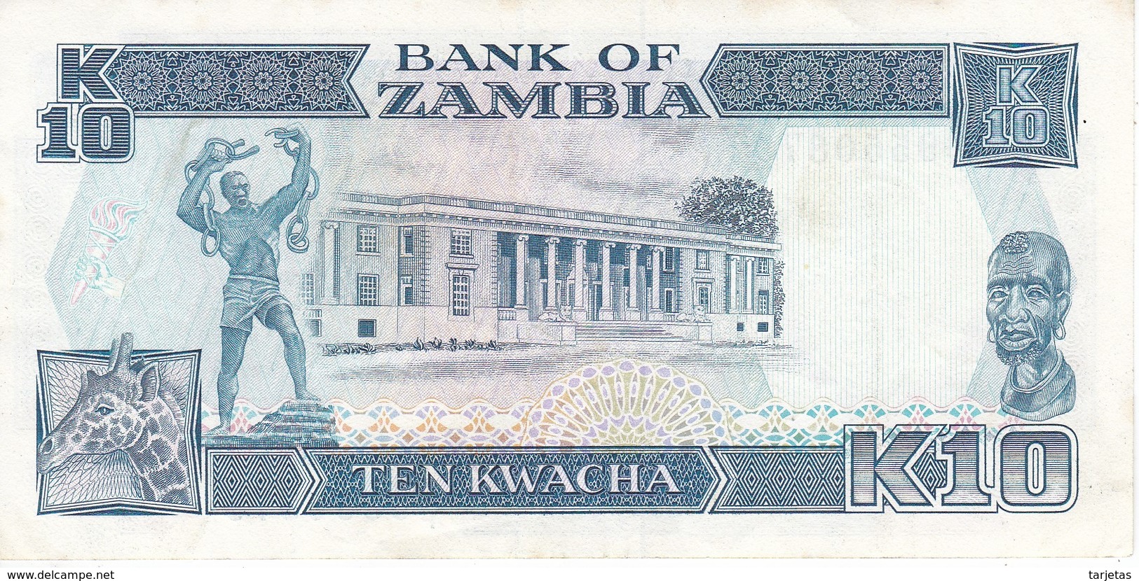 BILLETE DE ZAMBIA DE 10 KWACHA DEL AÑO 1989  (BANKNOTE) - Zambie