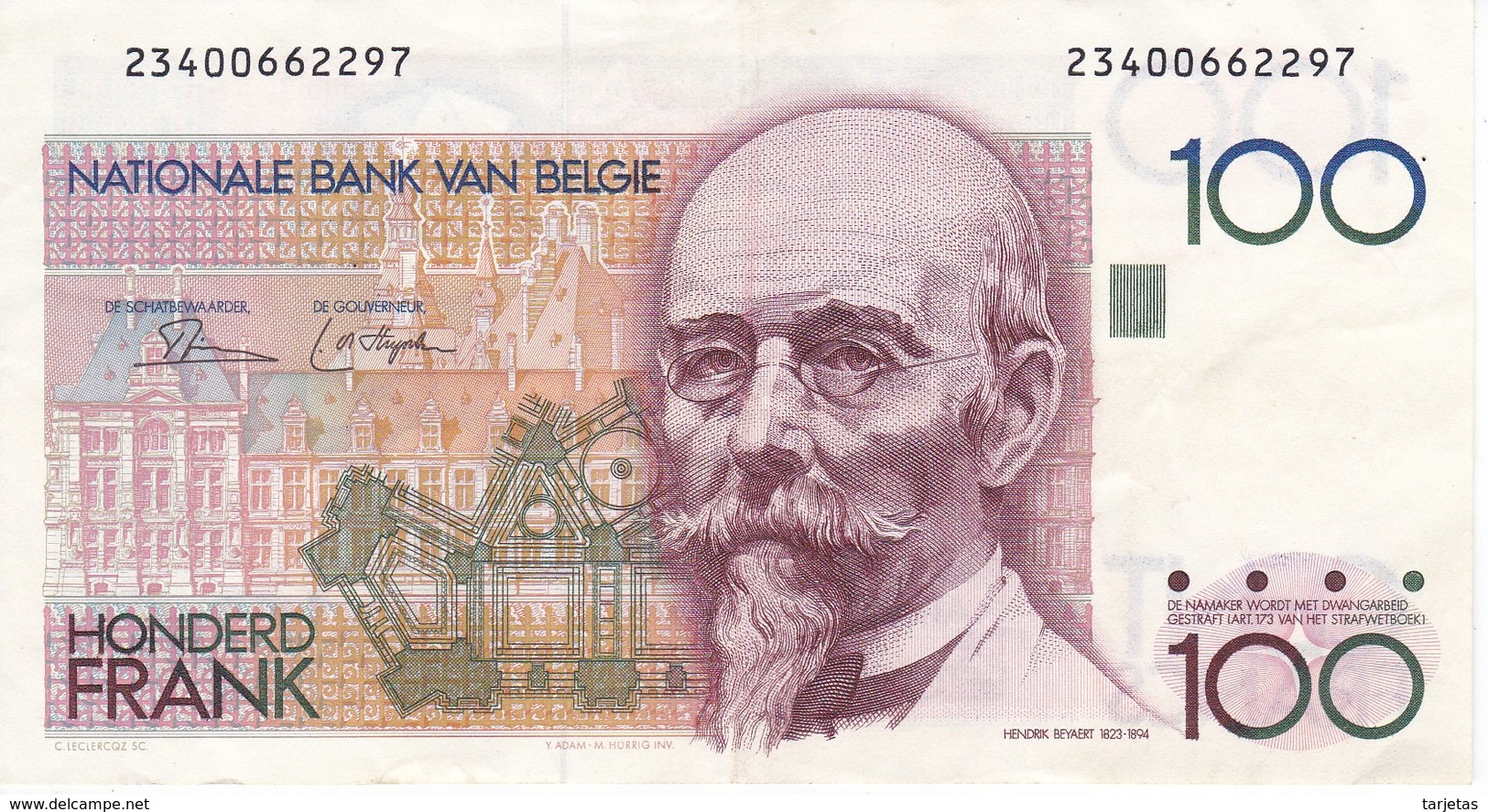 BILLETE DE BELGICA DE 100 FRANCOS   (BANK NOTE) - 100 Franchi