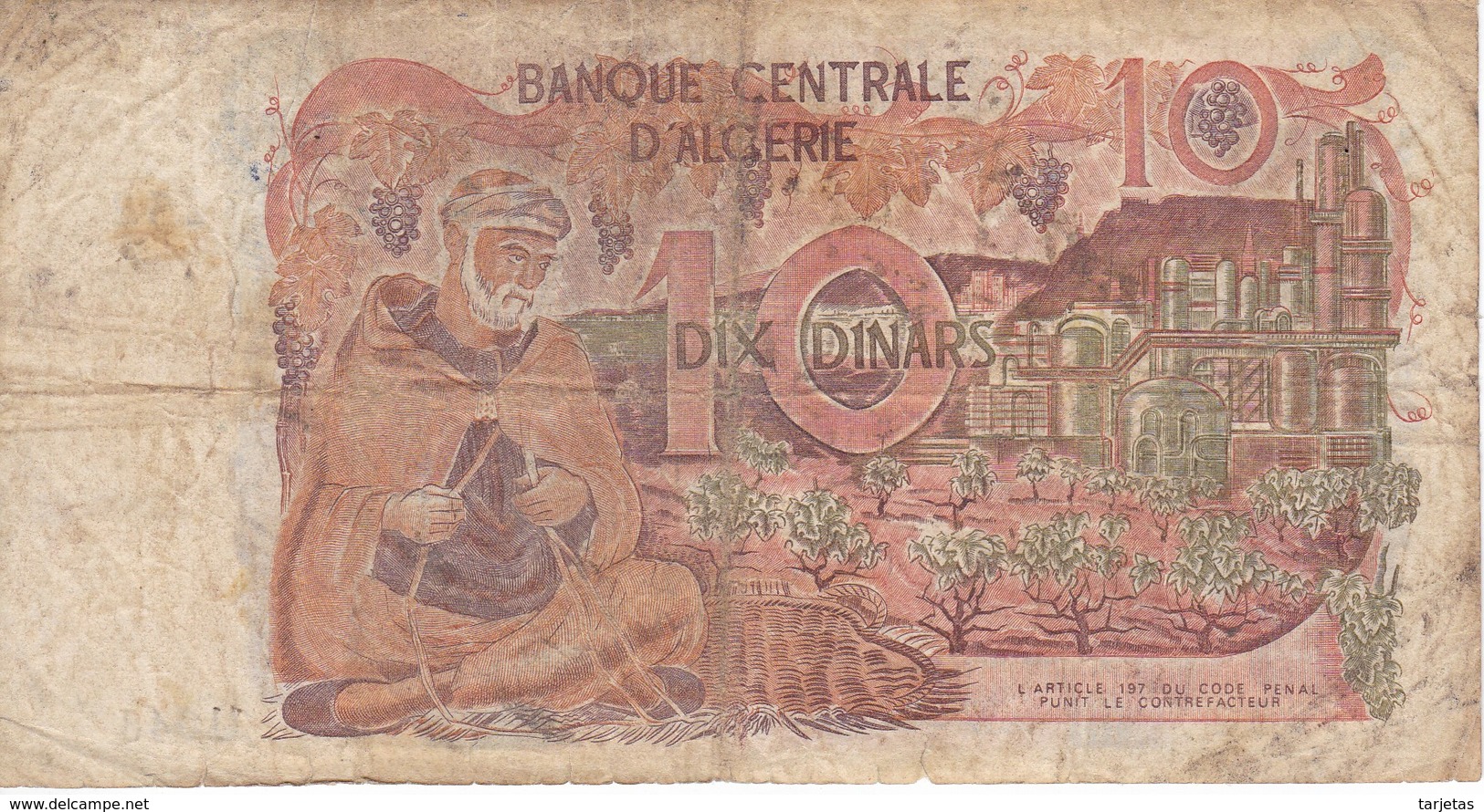 BILLETE DE ARGELIA DE 10 DINARS DEL AÑO 1970 (BANKNOTE) - Argelia