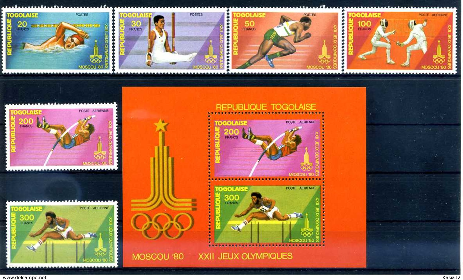 E23913)Olympia 80, Togo 1422/7 A** + Bl 154 A** - Sommer 1980: Moskau