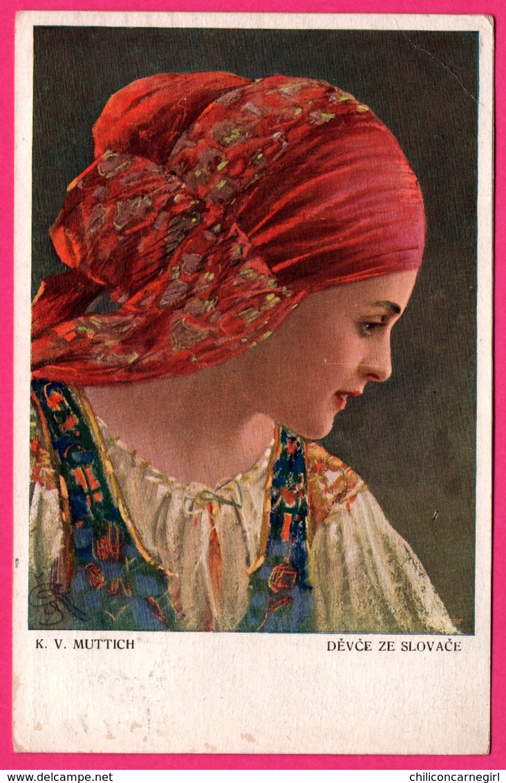 K.V. Muttich - Devce Ze Slovace - Portrait De Femme - Foulard - V.K.K.V. - 1914 - Muttich, C.V.