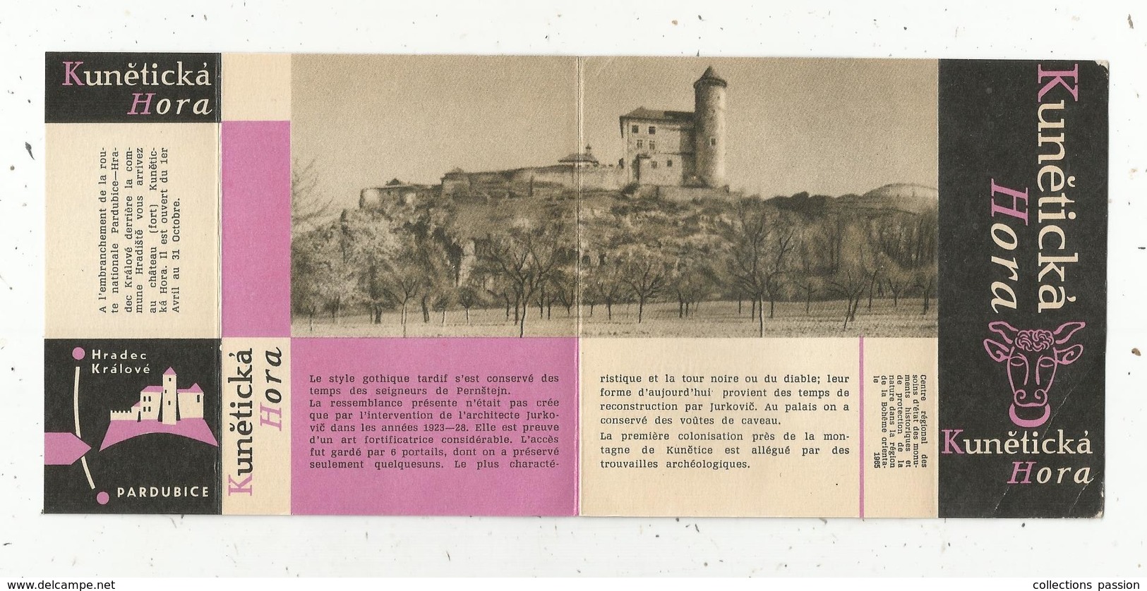 Dépliant Touristique , Tchécoslovaquie , Czechoslovakia , KUNETICKA HORA ,1965  , 2 Scans - Dépliants Touristiques