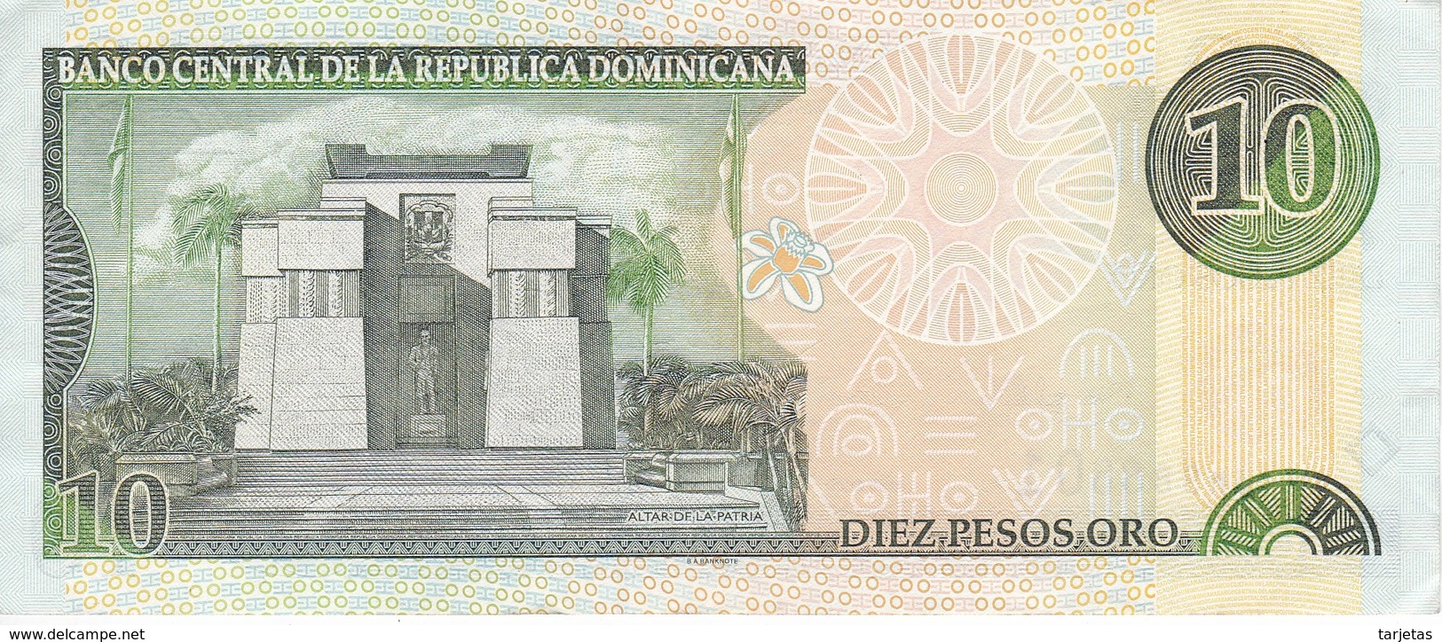 BILLETE DE REP. DOMINICANA DE 10 PESOS ORO DEL AÑO 2000 SERIE AM EN CALIDAD EBC (XF) (BANKNOTE) - Repubblica Dominicana