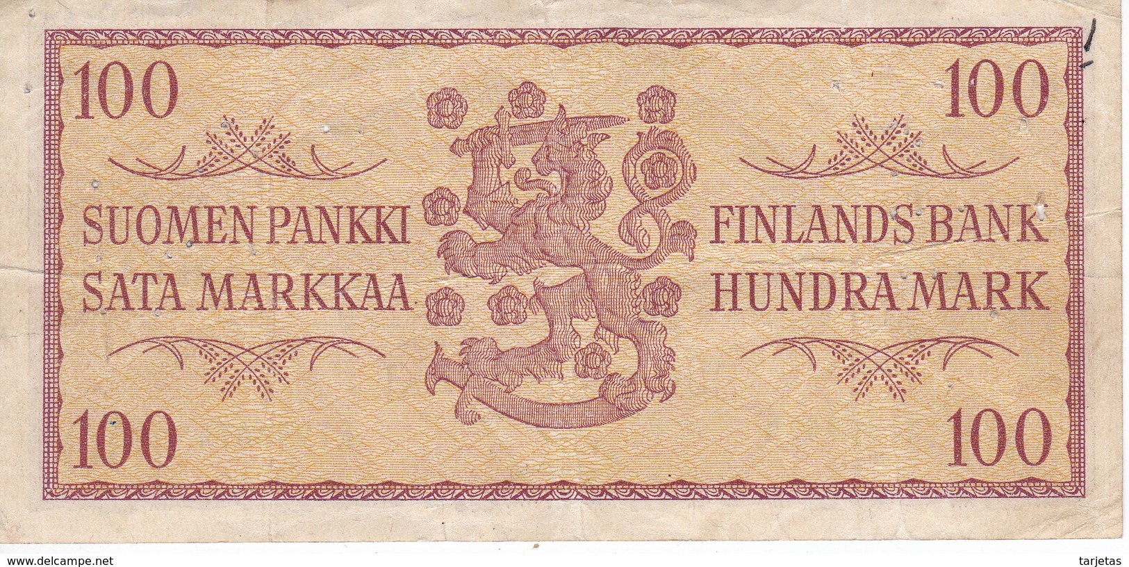 BILLETE DE FINLANDIA DE 100 MARKKAA DEL AÑO 1957  (BANKNOTE)(puntos De Aguja) - Finnland