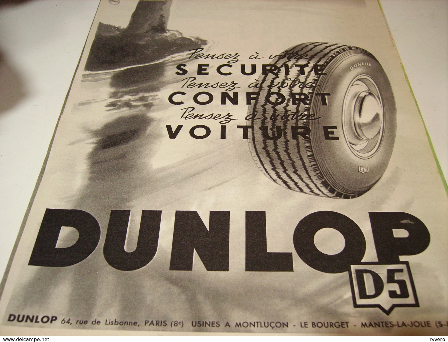 ANCIENNE PUBLICITE SECURITE  PNEU DUNLOP 1953 - Autres & Non Classés
