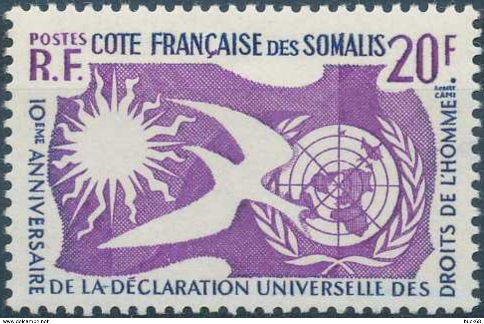 COTE DES SOMALIS Poste 291 ** MNH Déclaration Universelle Des Droits De L'Homme 2 - Unused Stamps