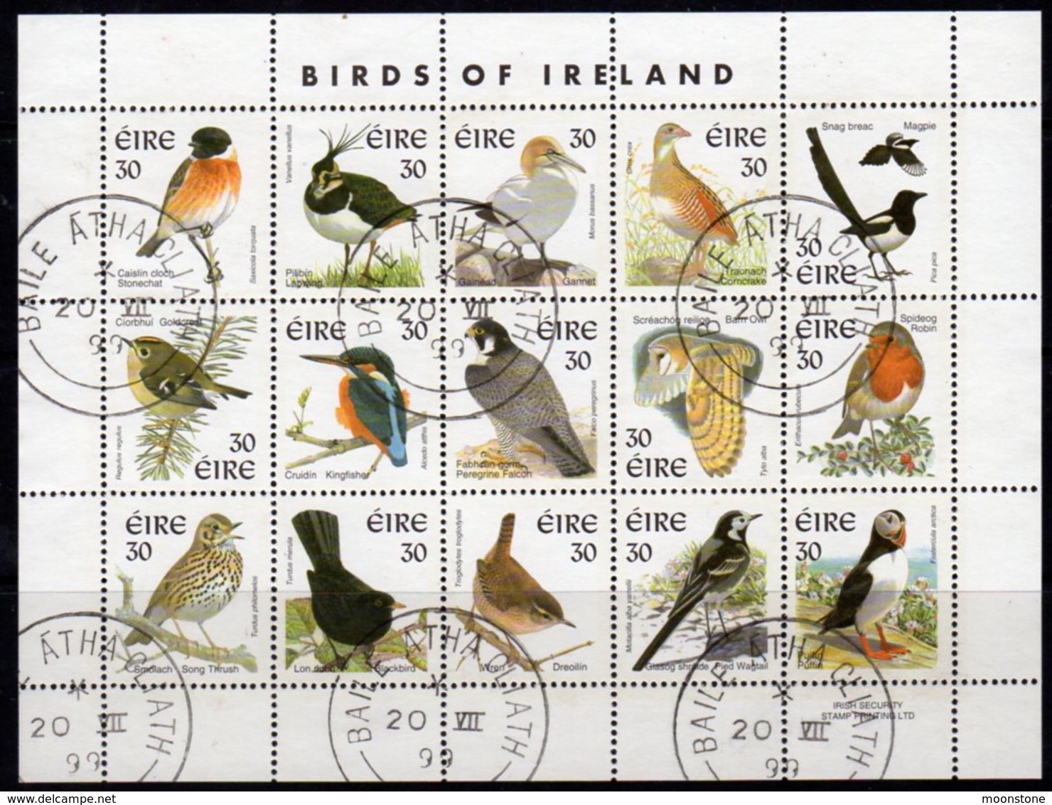 Ireland 1997 Birds Definitives Sheetlet Of 15, Used, SG 1038aq - Oblitérés